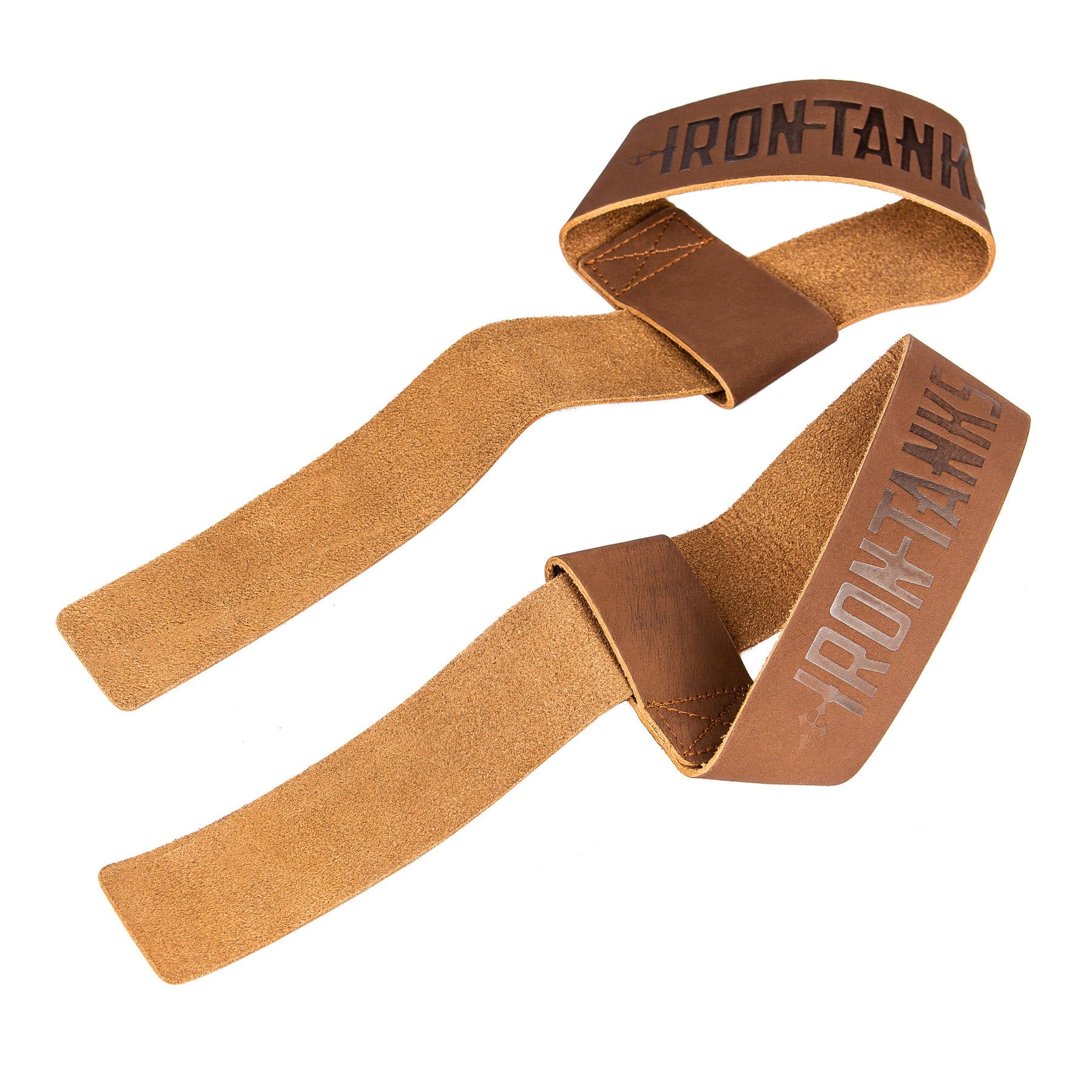 Iron Tanks Lifting Straps Heavy Leather Weightlifting Straps - Tan