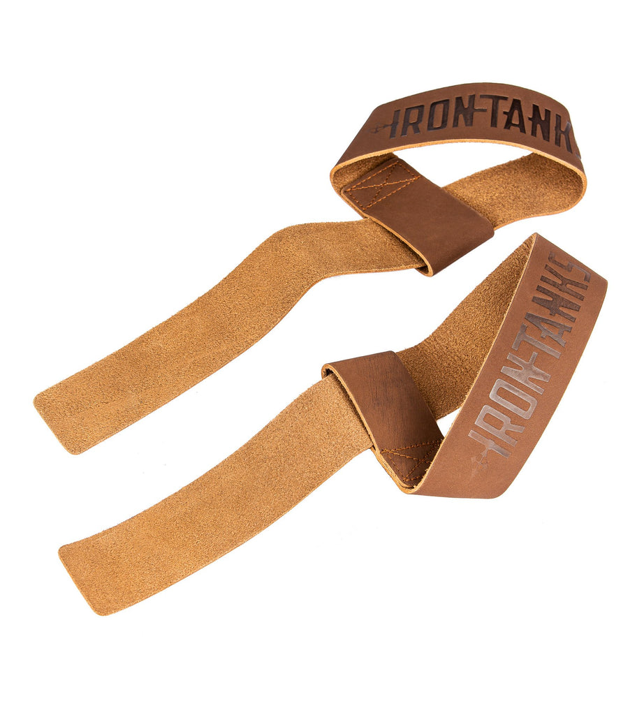 Iron Tanks Lifting Straps Heavy Leather Weightlifting Straps - Tan