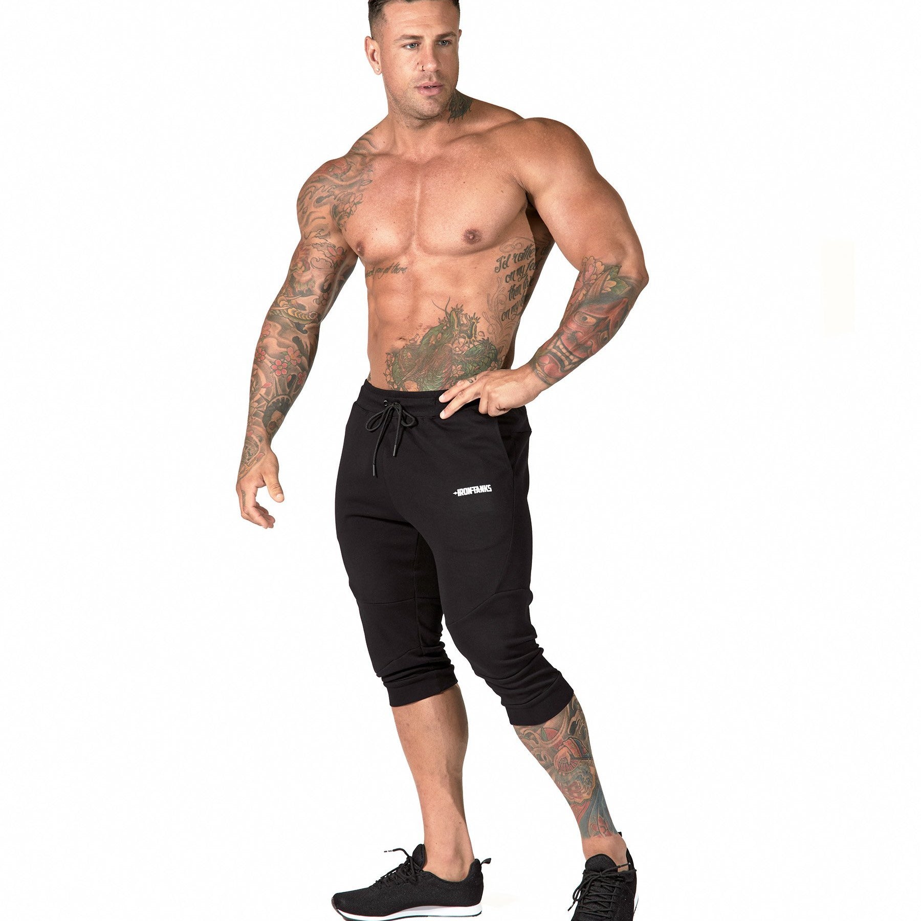 Iron Tanks Mens Pants Fusion 3/4 Gym Pants - Flux Black