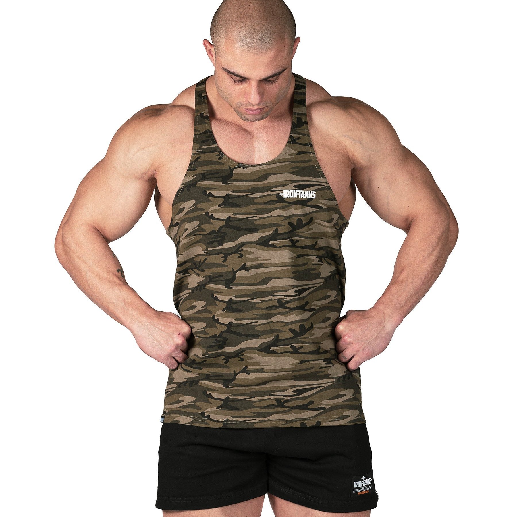 Iron Tanks Mens Tanks Alpha T-Back - Desert Camo