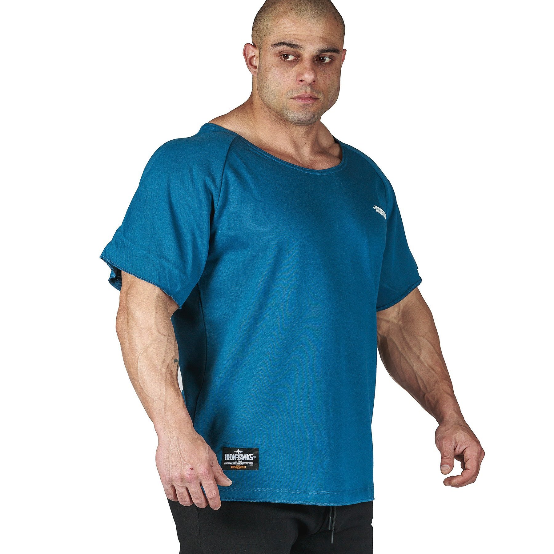 Iron Tanks Mens Tees & Shirts BFG Bodybuilding Rag Top - Blue