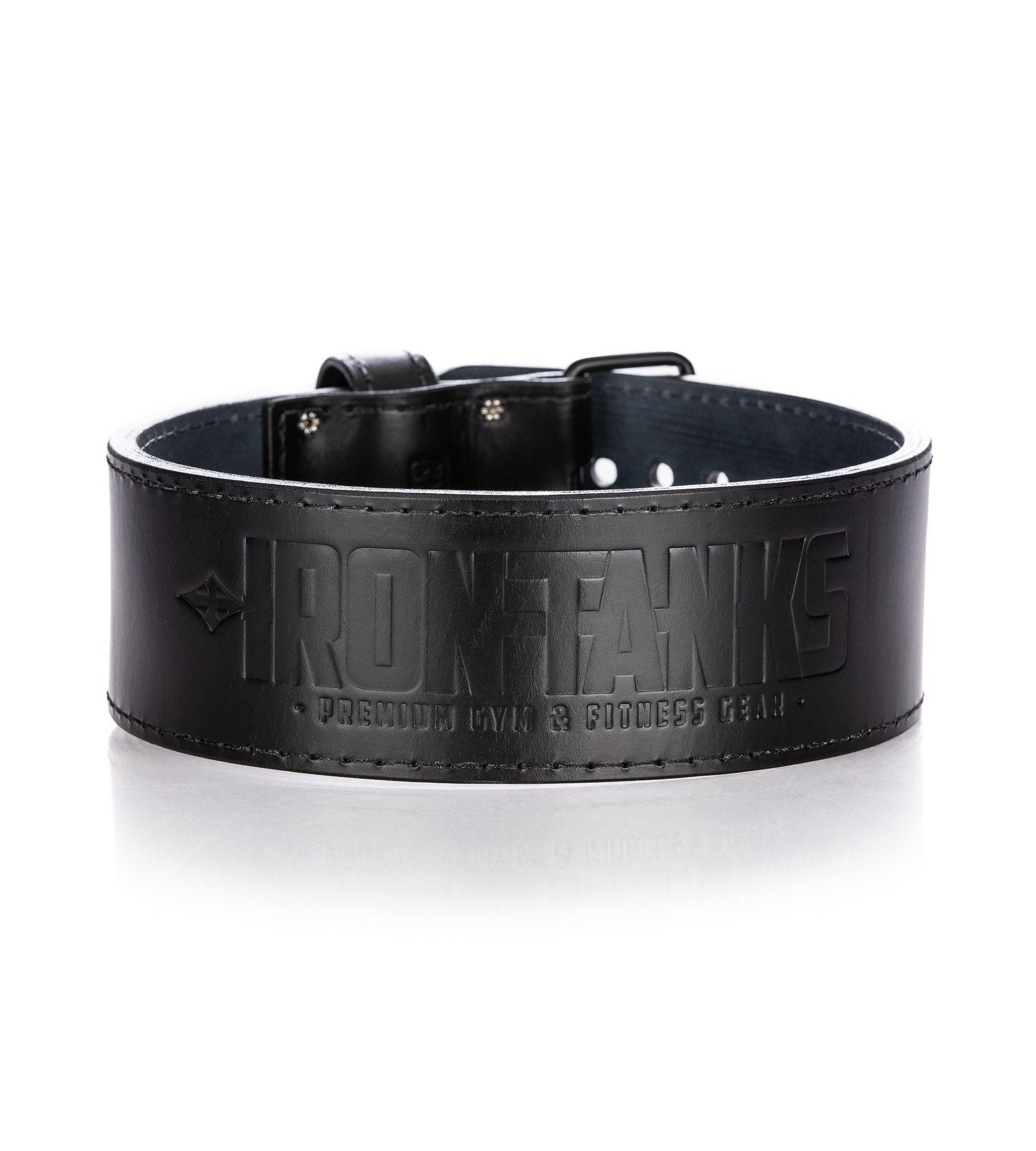 IPF 10mm Single Prong Black Weightlifting Belt. 0.5" increments. Made in USA.