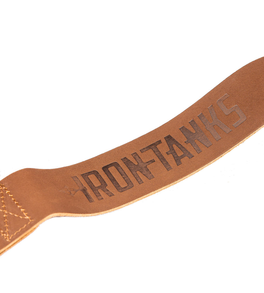 Leather Weightlifting Straps Tan Gym Workout Deadlift | Iron Tanks