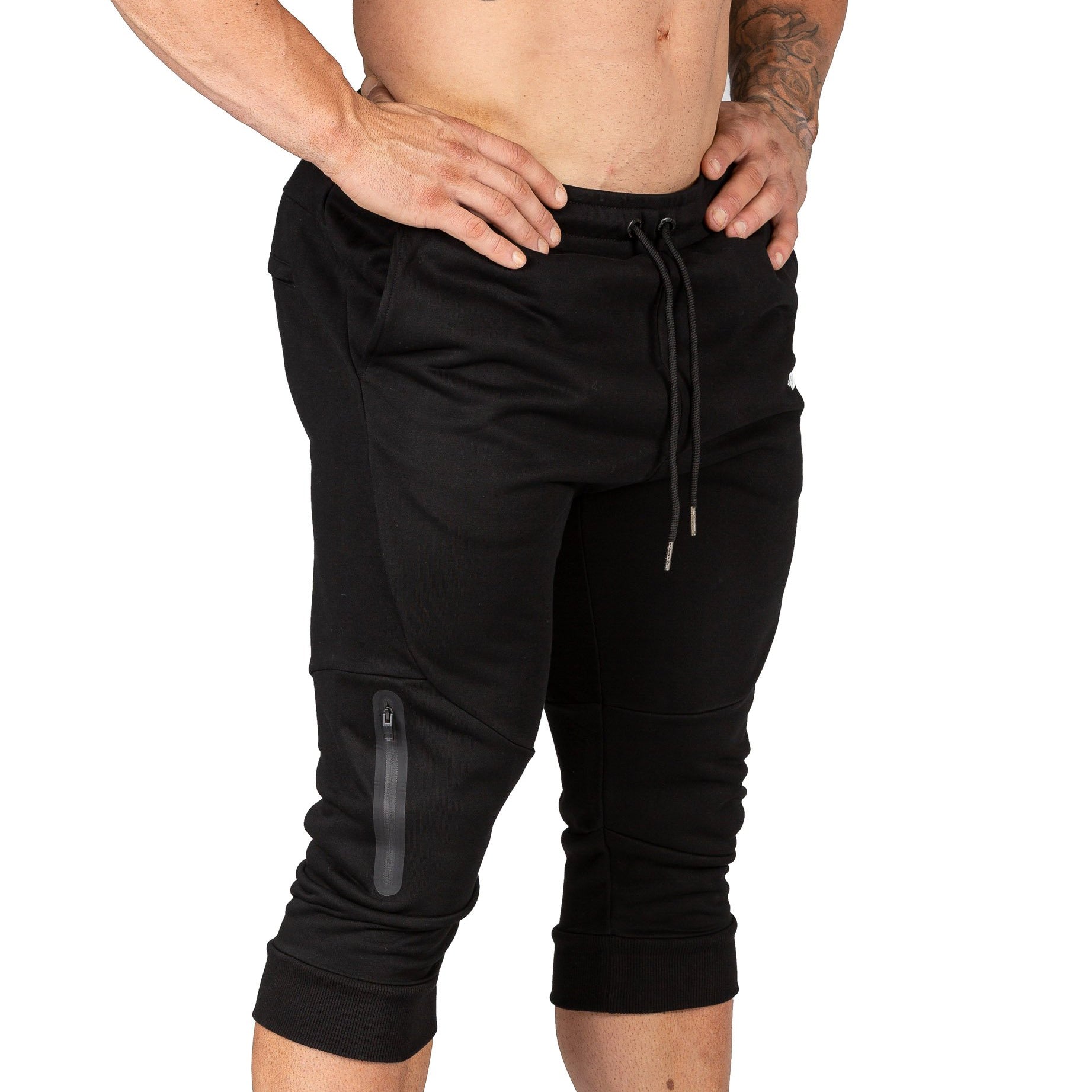 Men's 3/4 Gym Pants Black Bodybuilding Workout Training | Iron Tanks