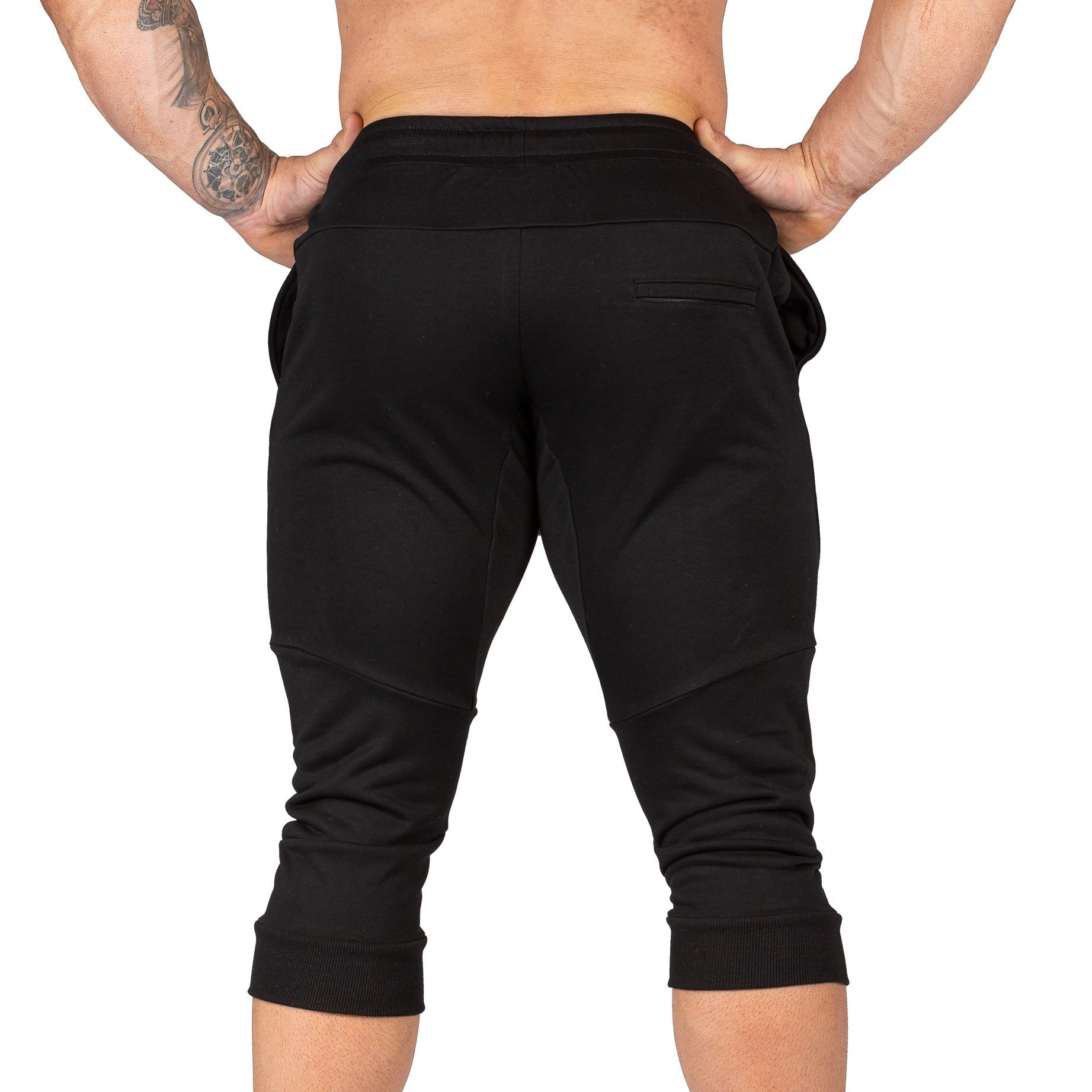 Men's 3/4 Gym Pants Black Bodybuilding Workout Training | Iron Tanks