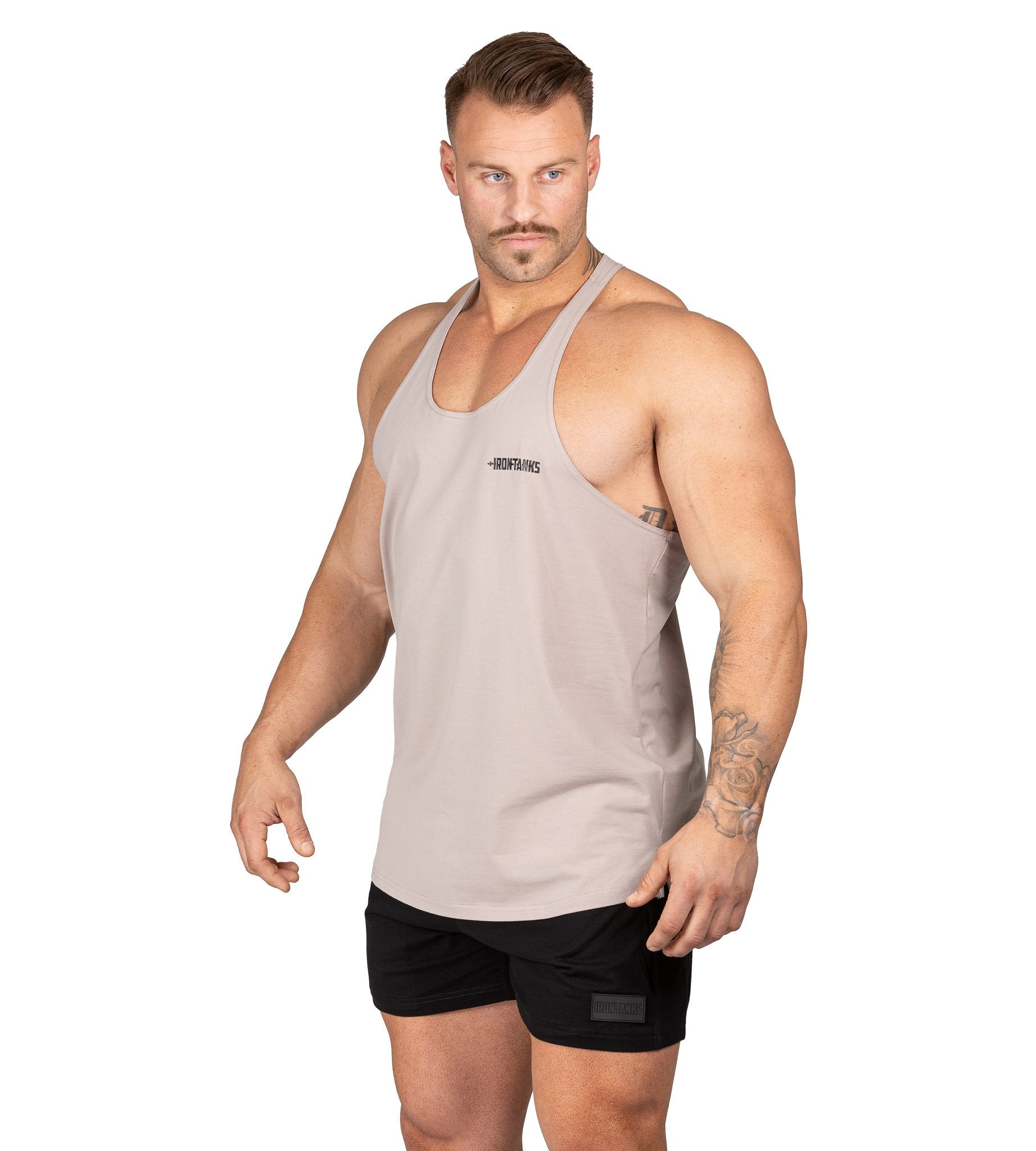 Men's Alpha T Back Gym Bodybuilding Lifters Singlet Bone | Iron Tanks