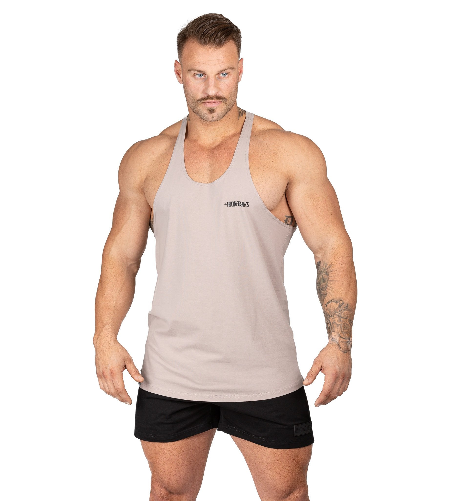 Men's Alpha T Back Gym Bodybuilding Lifters Singlet Bone | Iron Tanks