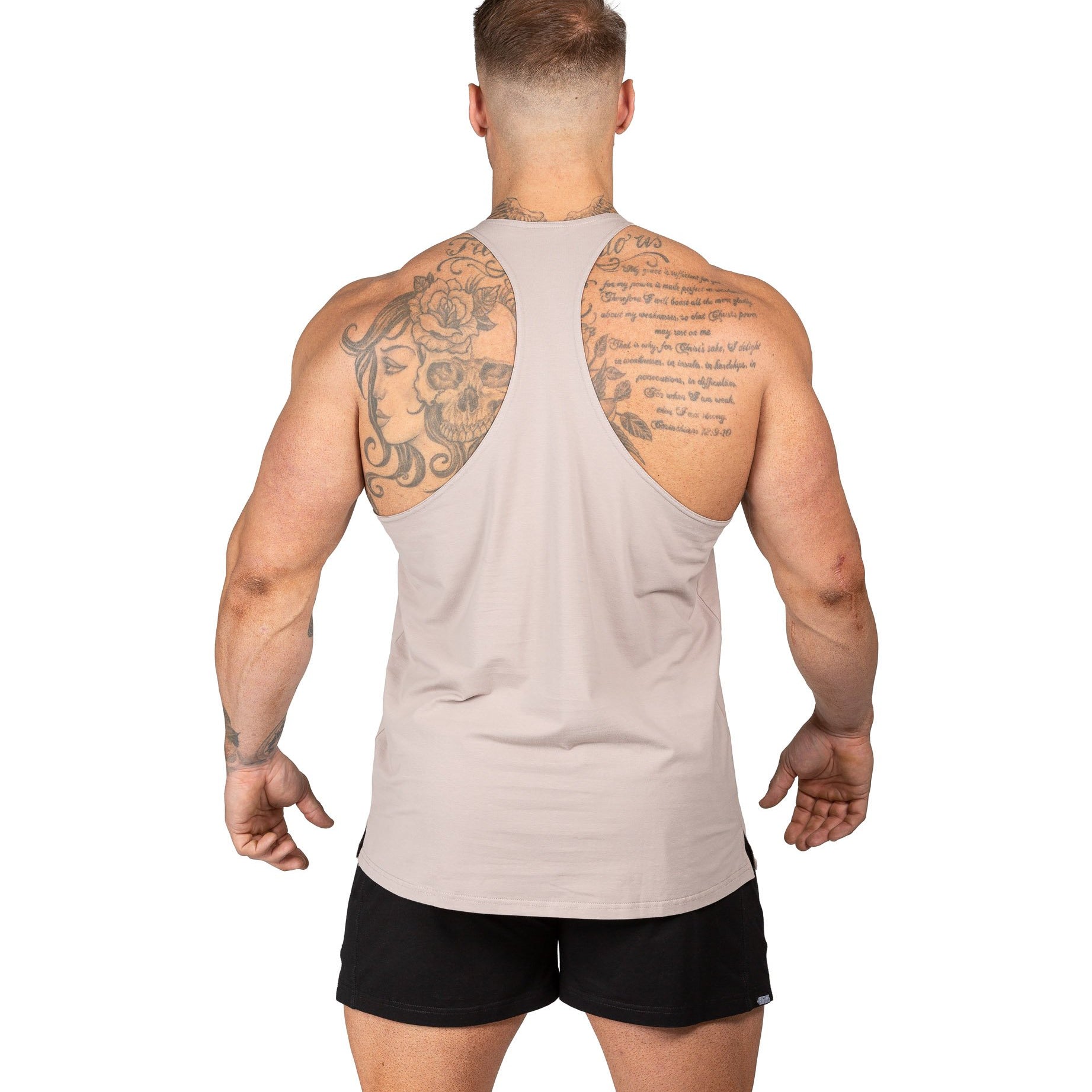 Men's Alpha T Back Gym Bodybuilding Lifters Singlet Bone | Iron Tanks