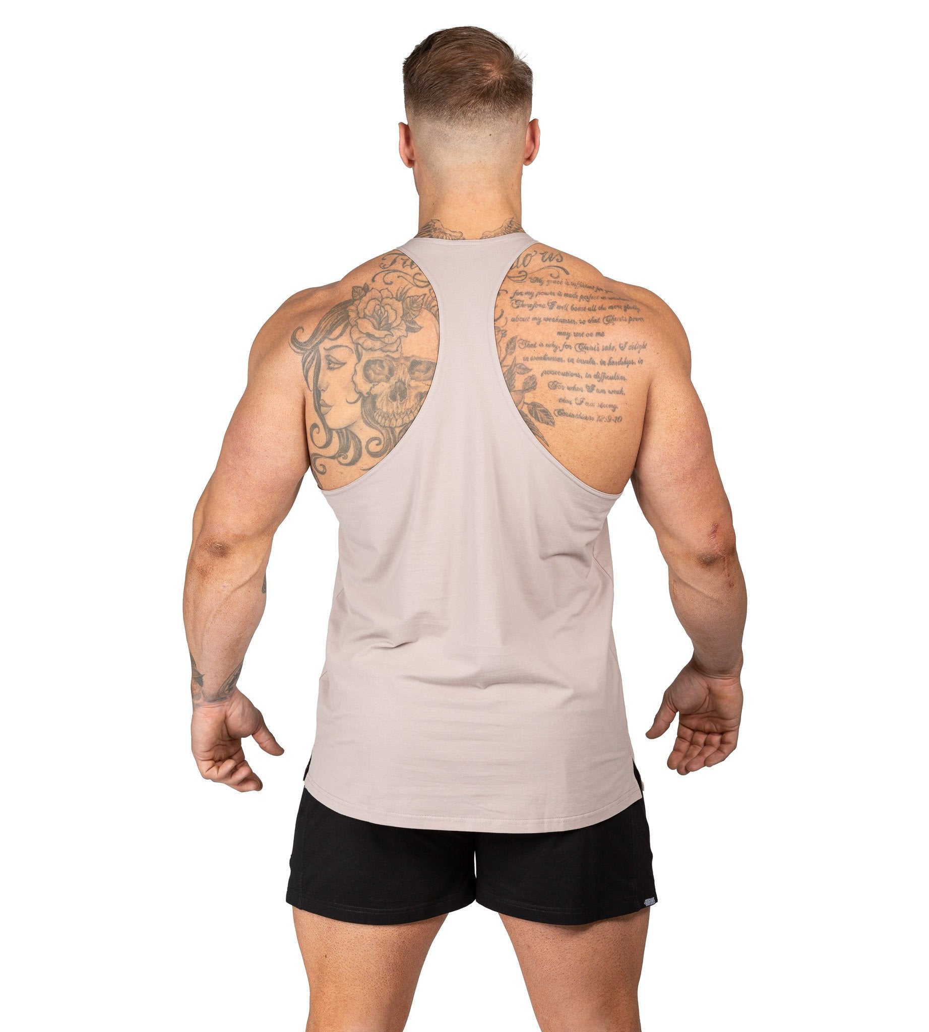 Men's Alpha T Back Gym Bodybuilding Lifters Singlet Bone | Iron Tanks