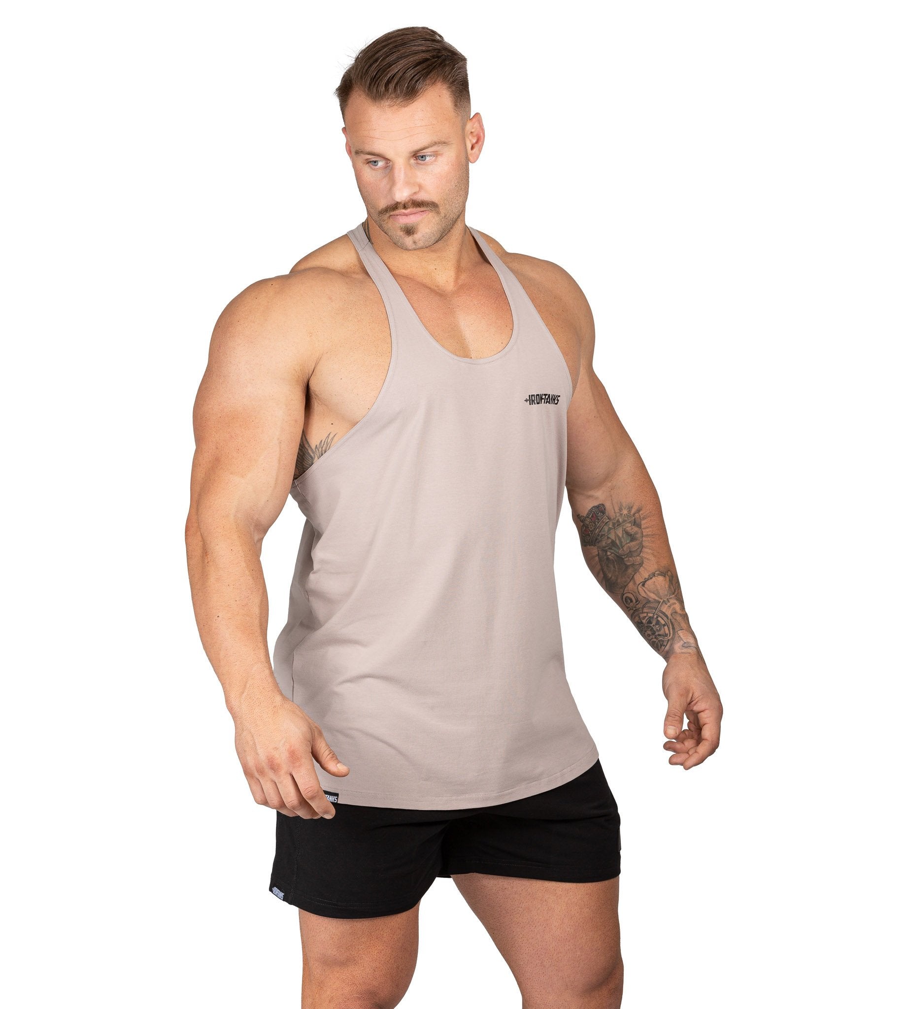 Men's Alpha T Back Gym Bodybuilding Lifters Singlet Bone | Iron Tanks