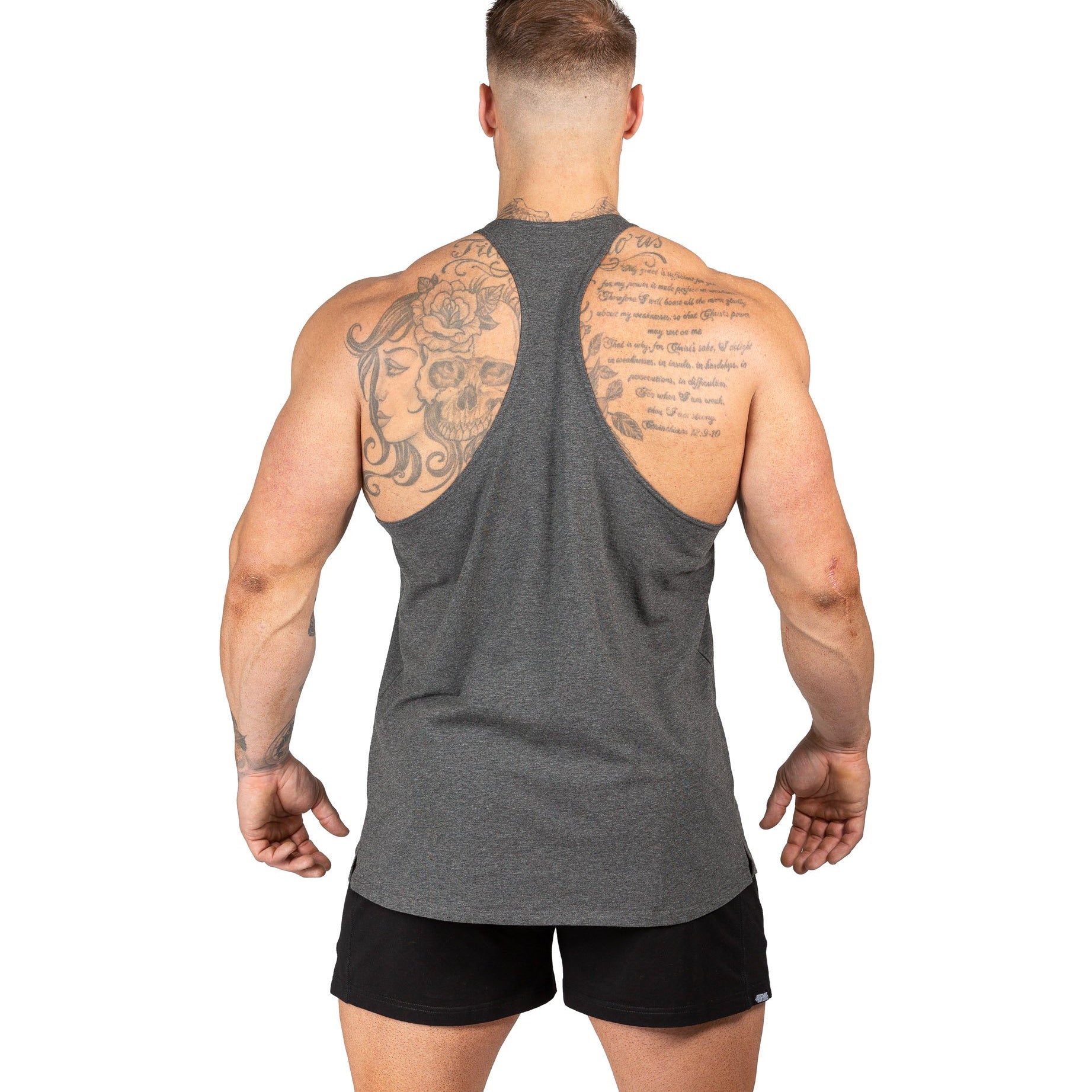 Men's Alpha T-Back Gym Bodybuilding Singlet Charcoal | Iron Tanks