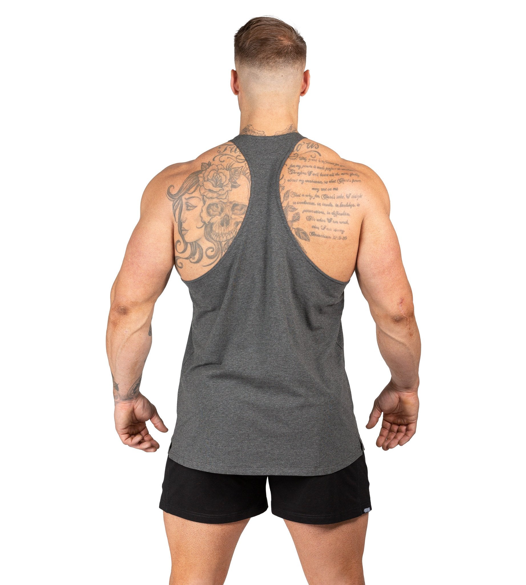 Men's Alpha T-Back Gym Bodybuilding Singlet Charcoal | Iron Tanks