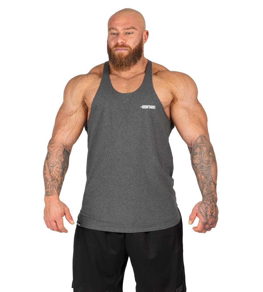 Men's Alpha T-Back Gym Bodybuilding Singlet Charcoal | Iron Tanks