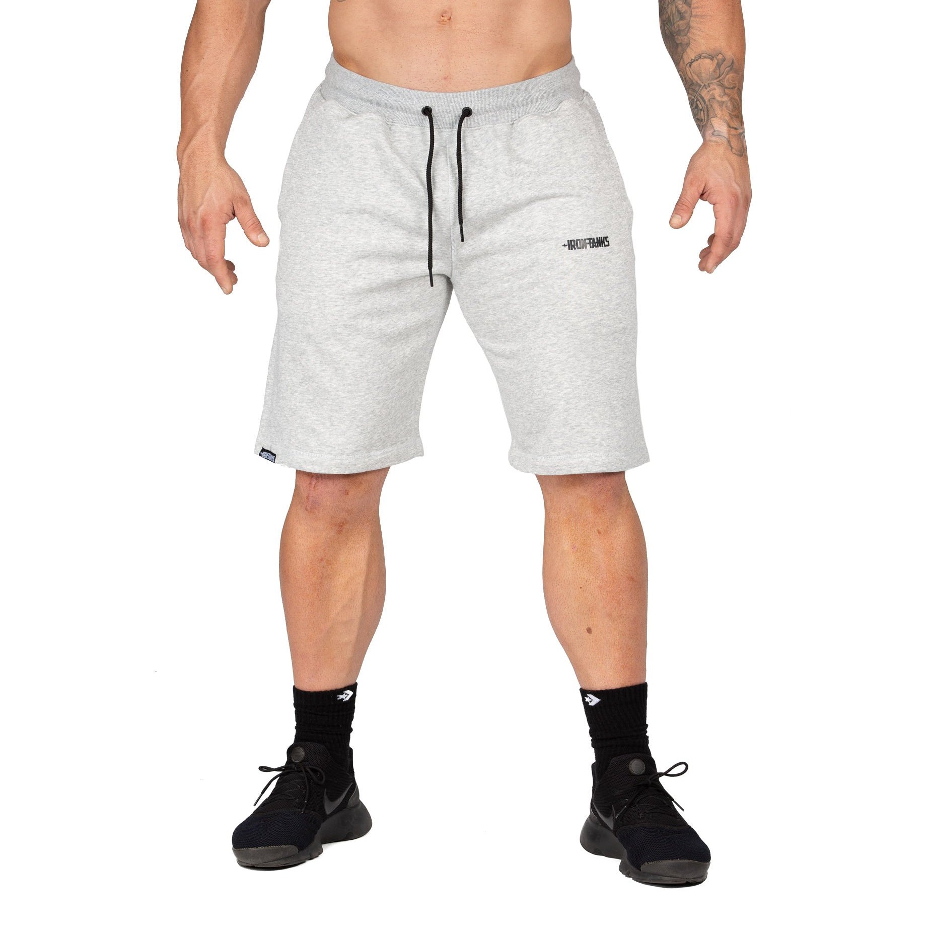 Men's BFG Gym Shorts II Grey Workout Sweat Bodybuilding | Iron Tanks