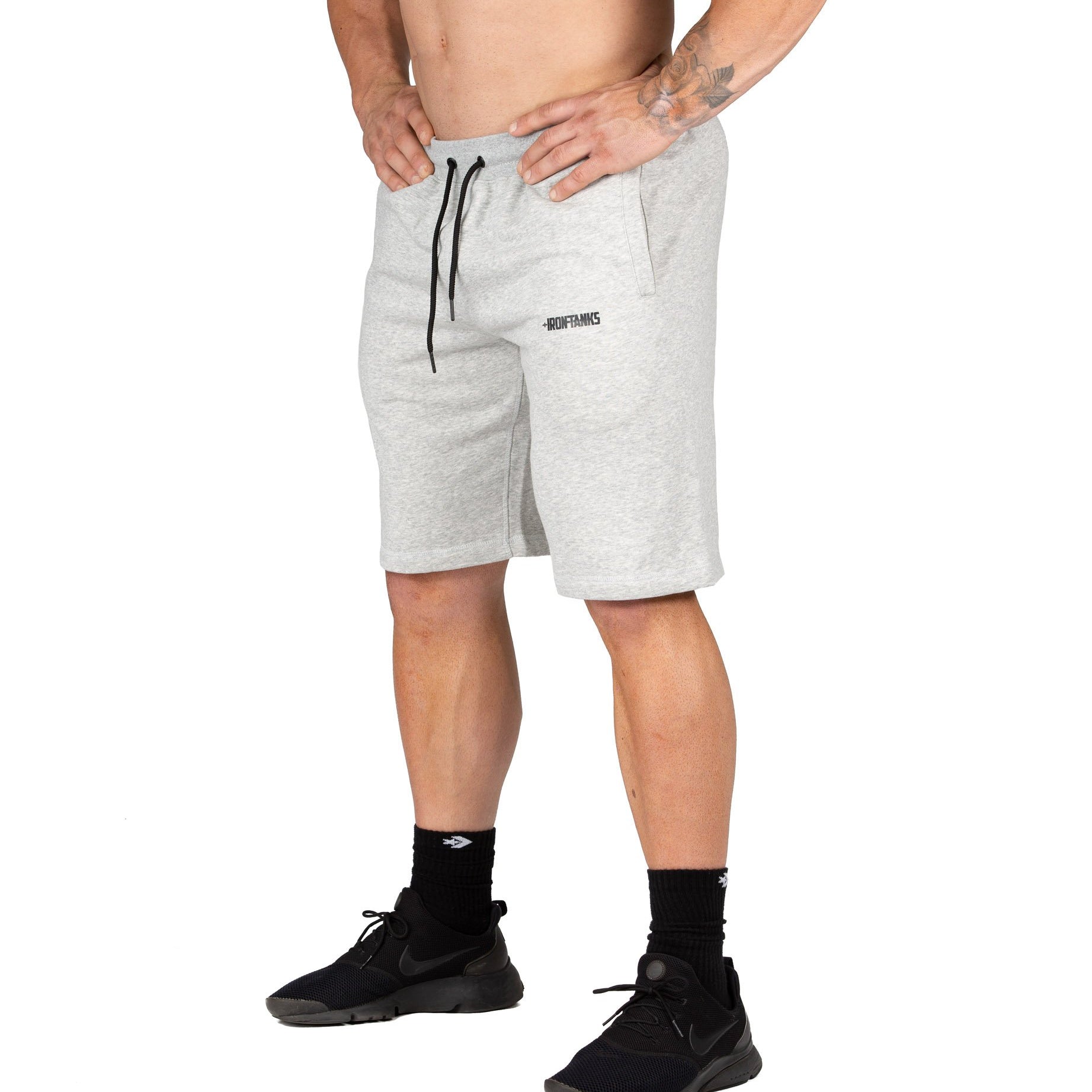 Men's BFG Gym Shorts II Grey Workout Sweat Bodybuilding | Iron Tanks