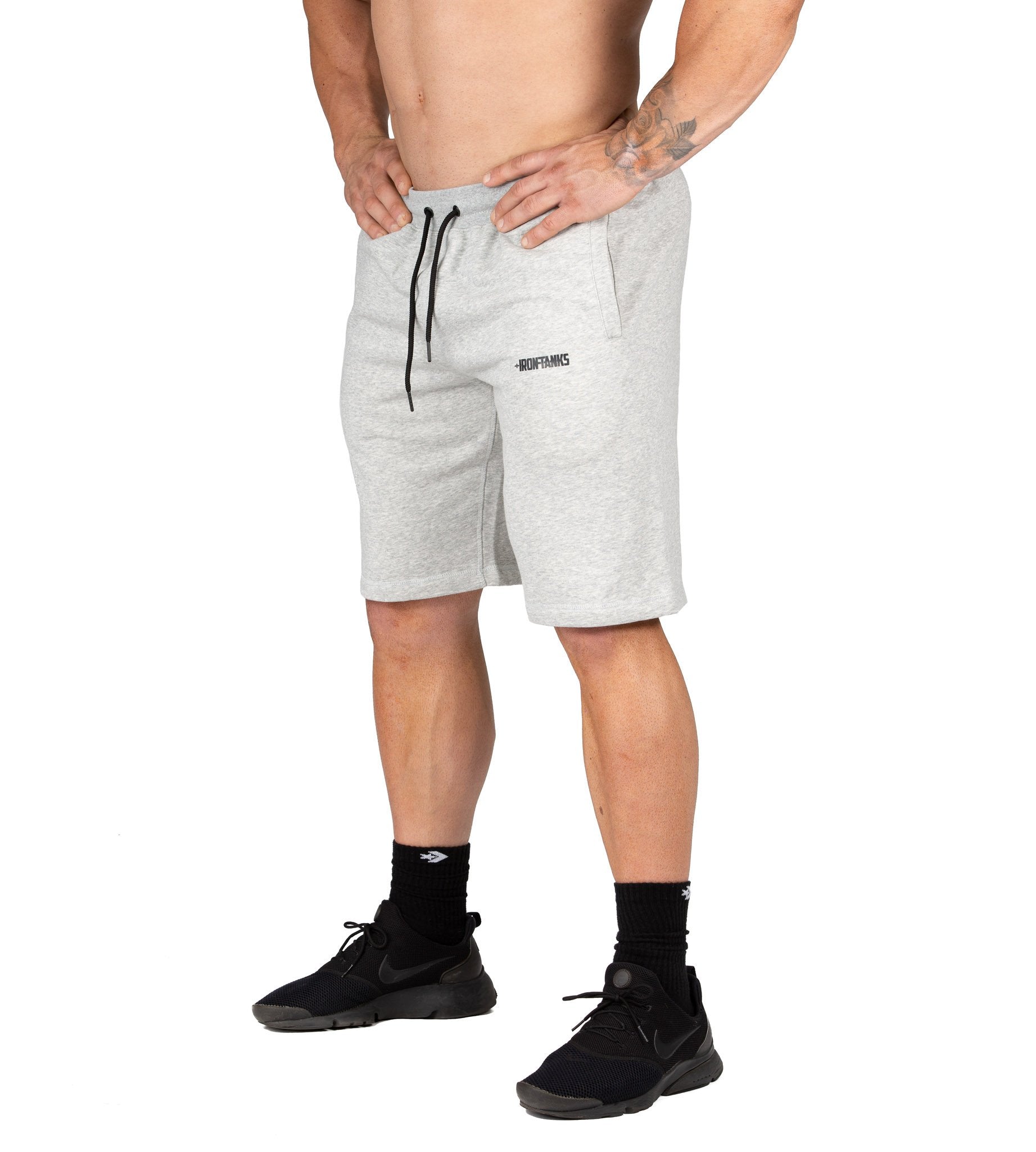 Men's BFG Gym Shorts II Grey Workout Sweat Bodybuilding | Iron Tanks