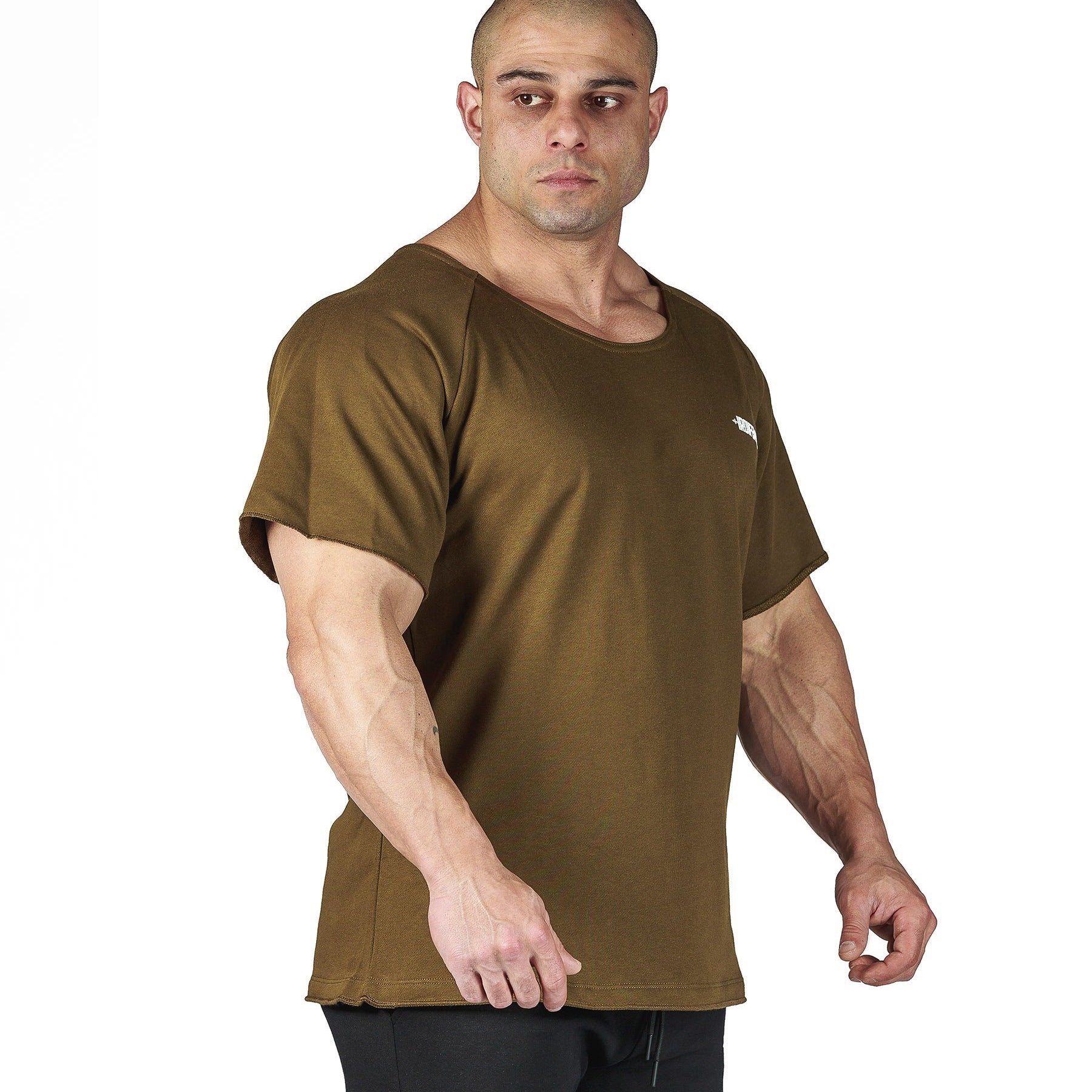Men's BFG Heavy Rag Top Army Green Gym Shirt Workout | Iron Tanks