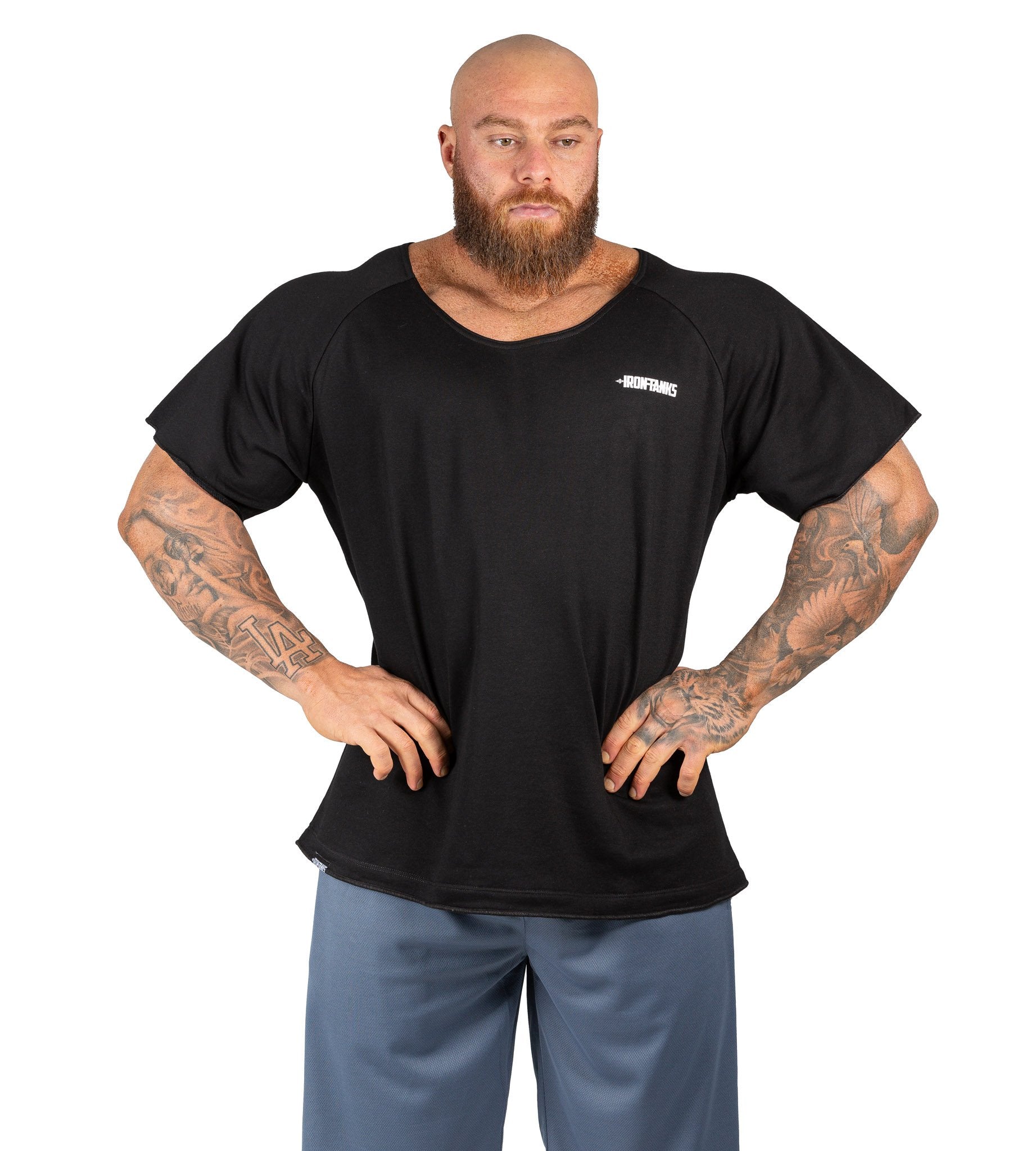 Men's BFG Heavy Rag Top Black Gym Bodybuilding Shirt | Iron Tanks