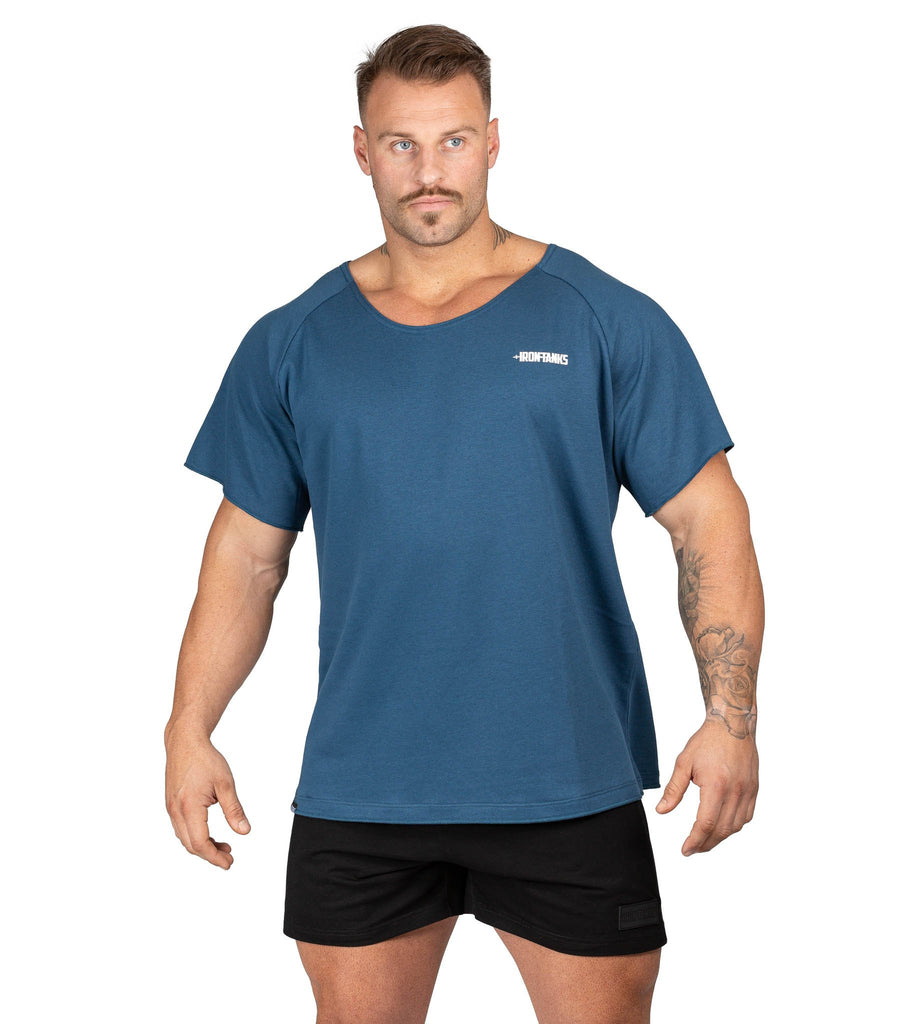 Men's BFG Heavy Rag Top Blue Gym Bodybuilding T-Shirt | Iron Tanks