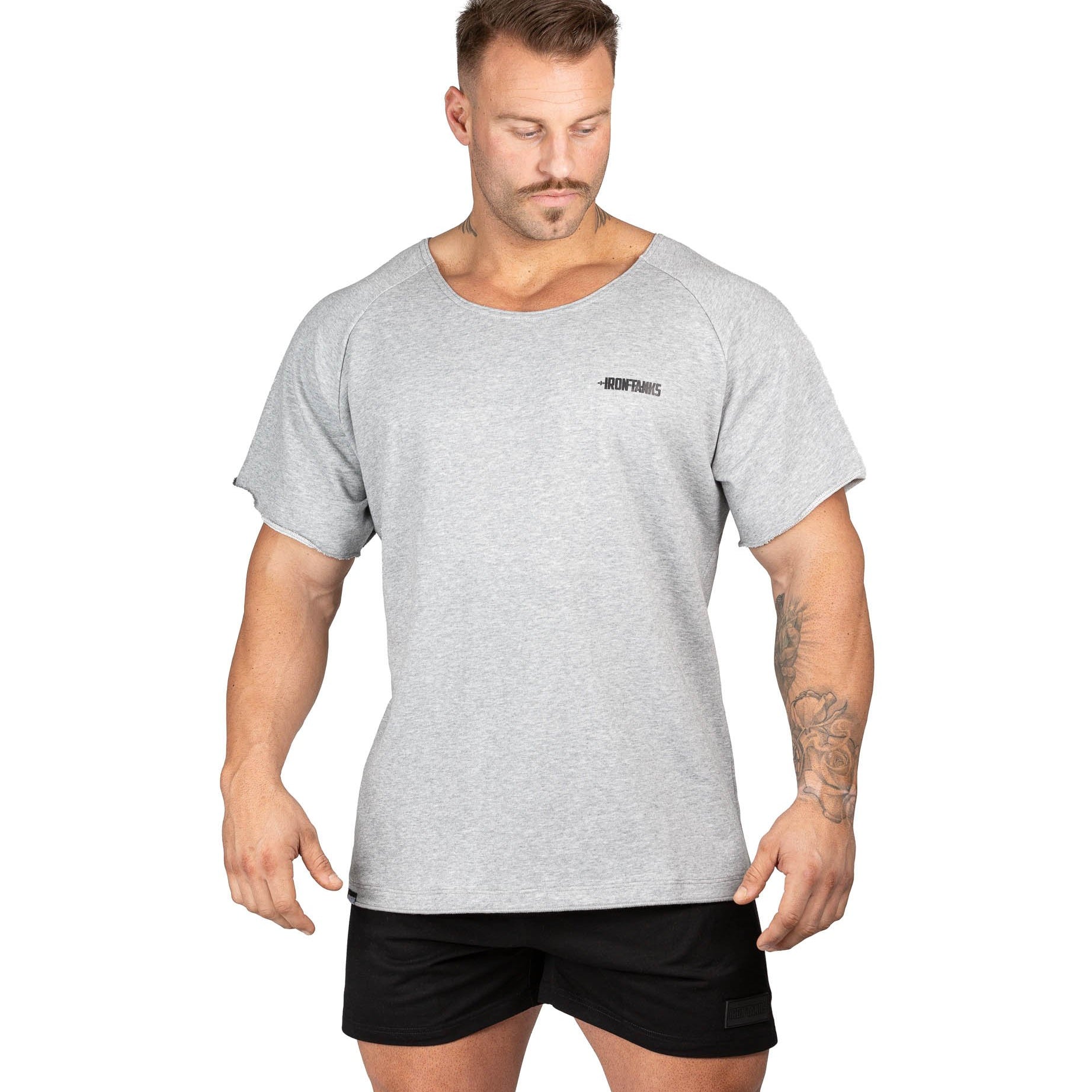 Men's BFG Heavy Rag Top Grey Gym Bodybuilding Workout | Iron Tanks
