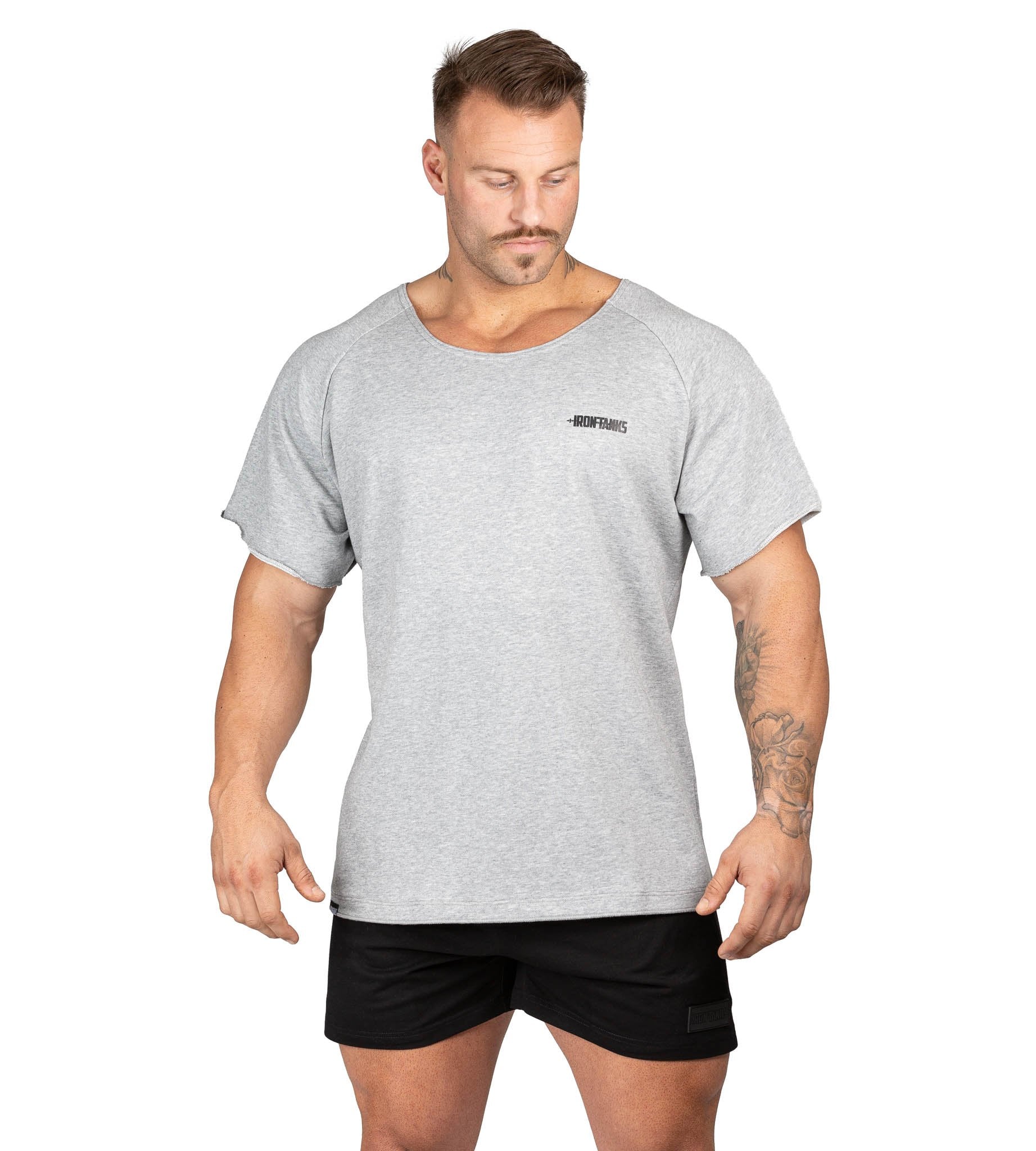 Men's BFG Heavy Rag Top Grey Gym Bodybuilding Workout | Iron Tanks