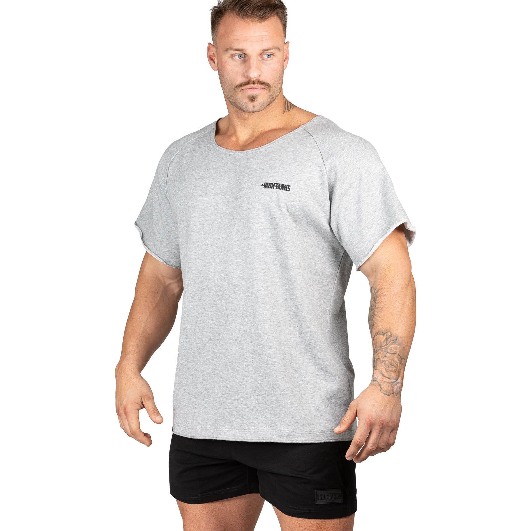 Men's BFG Heavy Rag Top Grey Gym Bodybuilding Workout | Iron Tanks