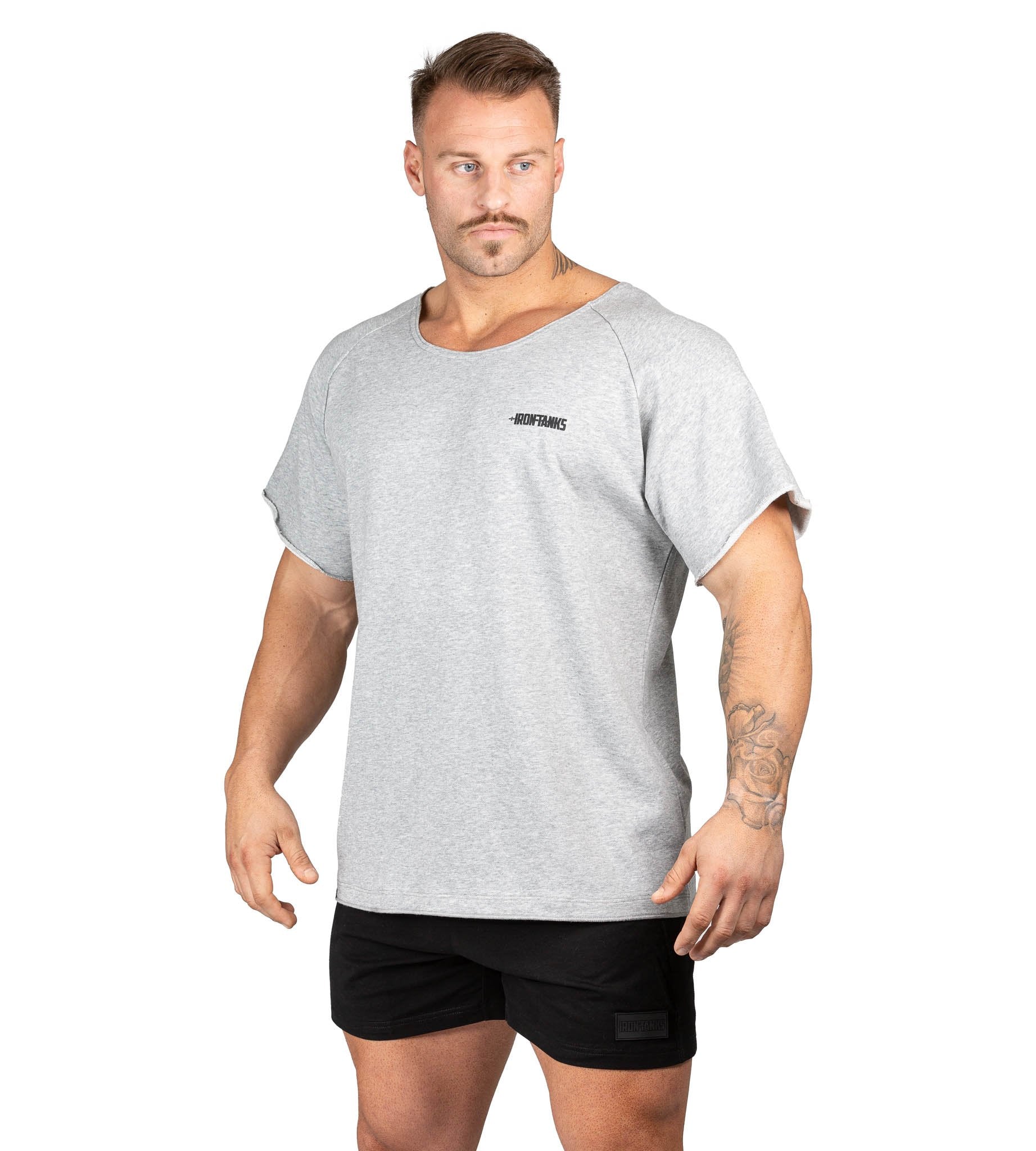 Men's BFG Heavy Rag Top Grey Gym Bodybuilding Workout | Iron Tanks