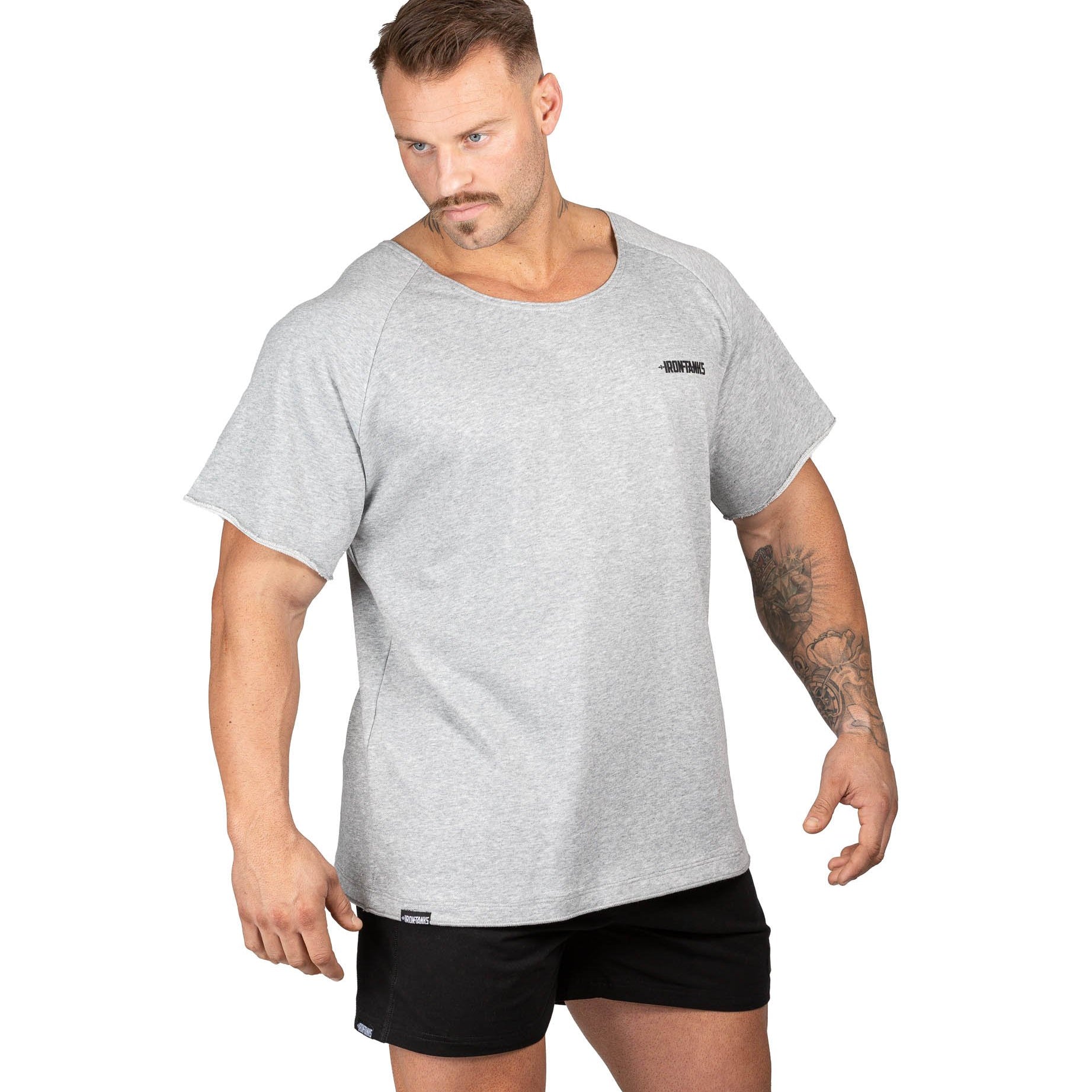 Men's BFG Heavy Rag Top Grey Gym Bodybuilding Workout | Iron Tanks