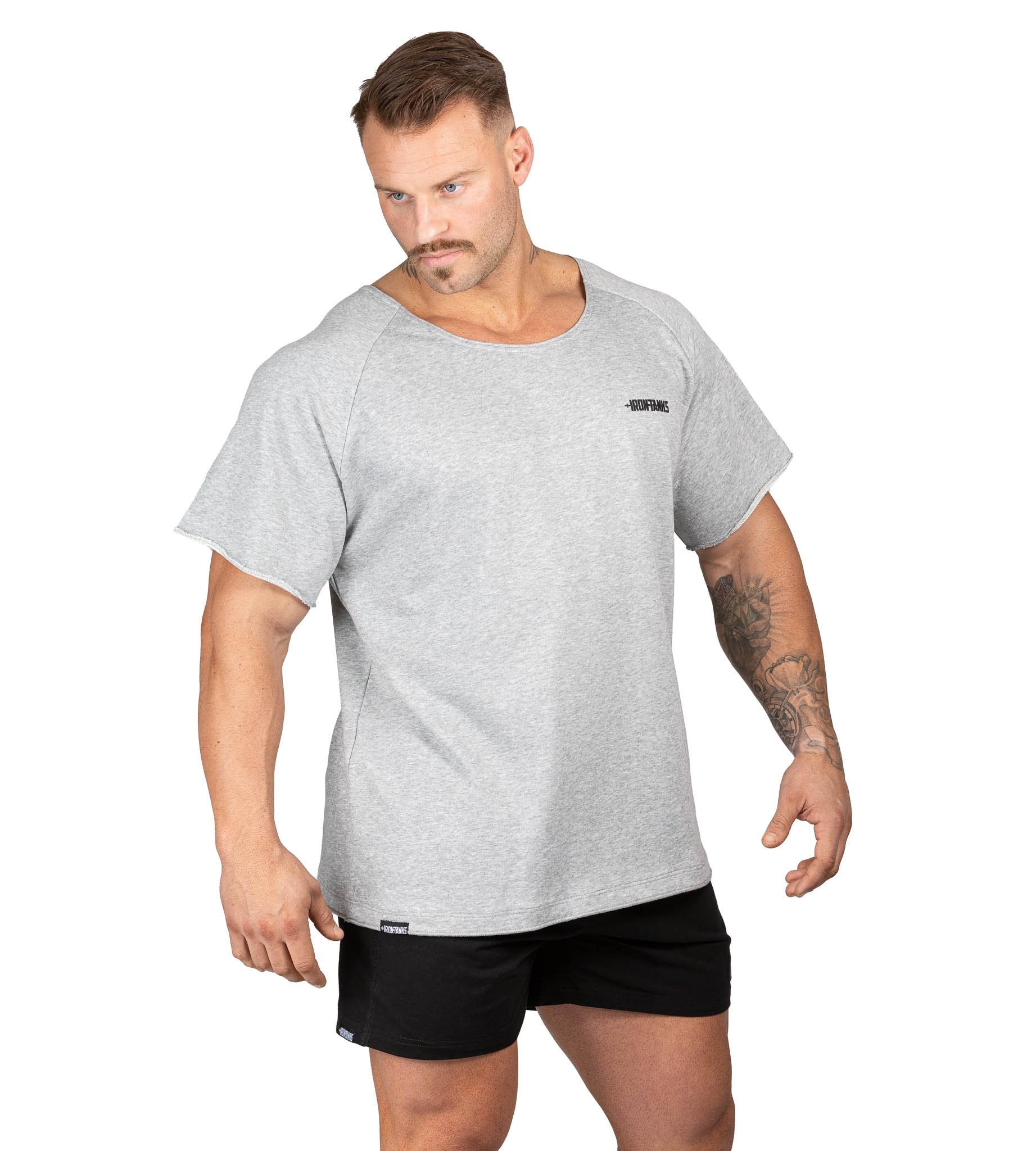 Men's BFG Heavy Rag Top Grey Gym Bodybuilding Workout | Iron Tanks