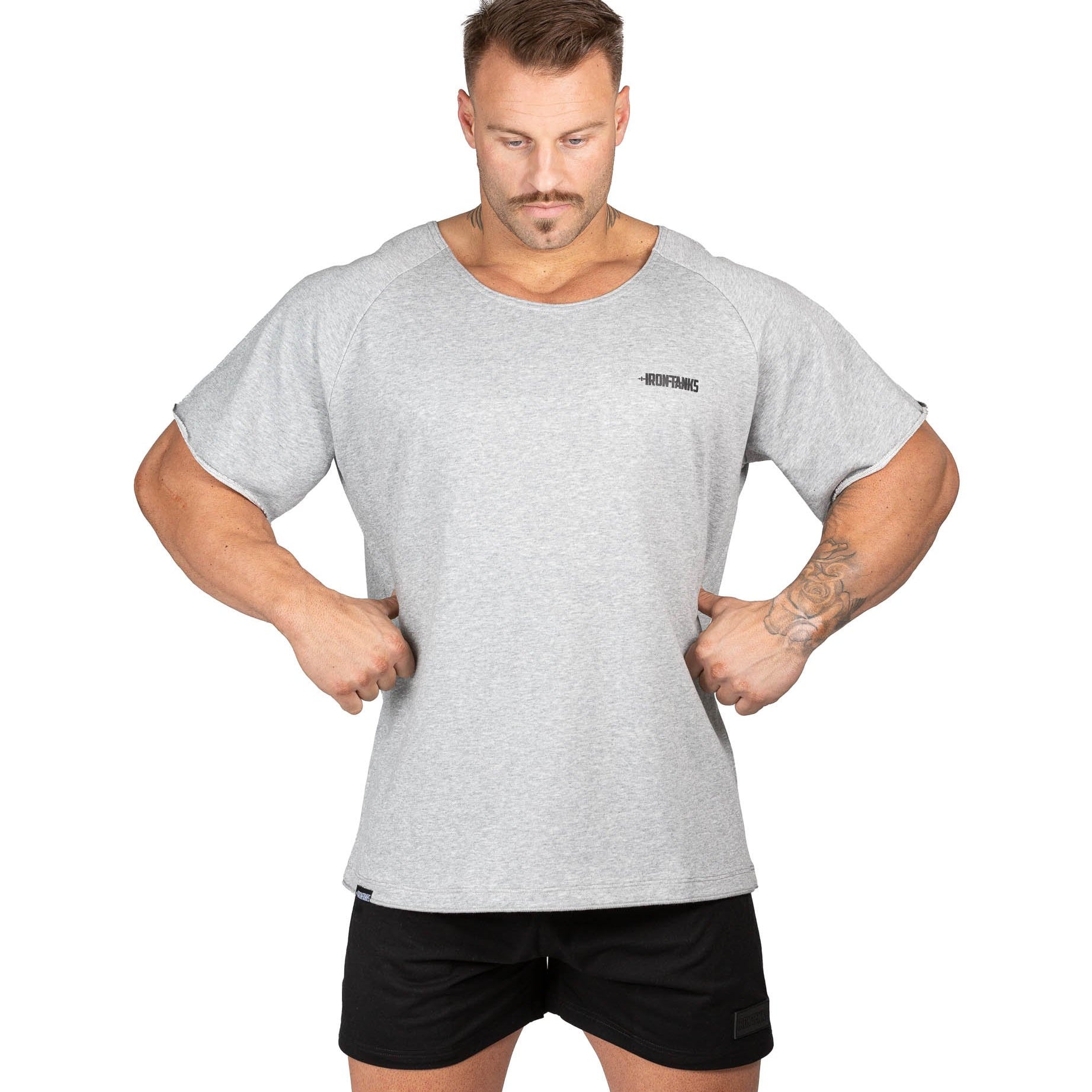 Men's BFG Heavy Rag Top Grey Gym Bodybuilding Workout | Iron Tanks