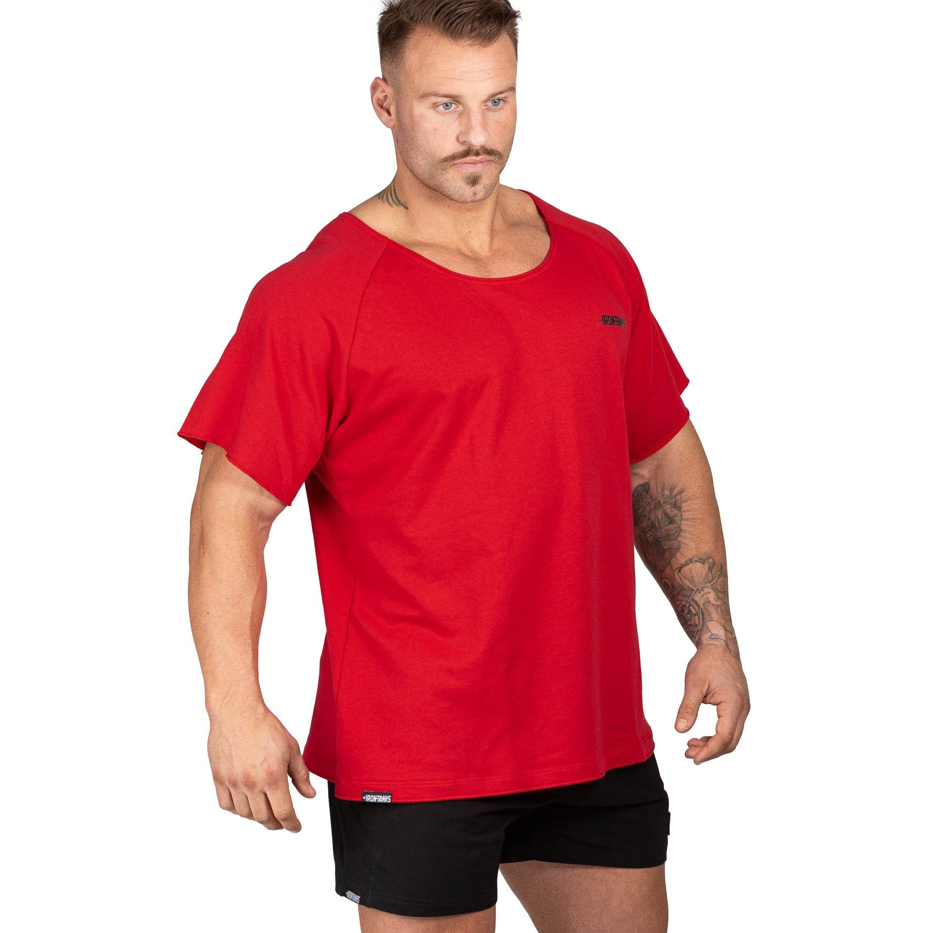 Men's BFG Heavy Rag Top Red Gym Bodybuilding Shirt | Iron Tanks