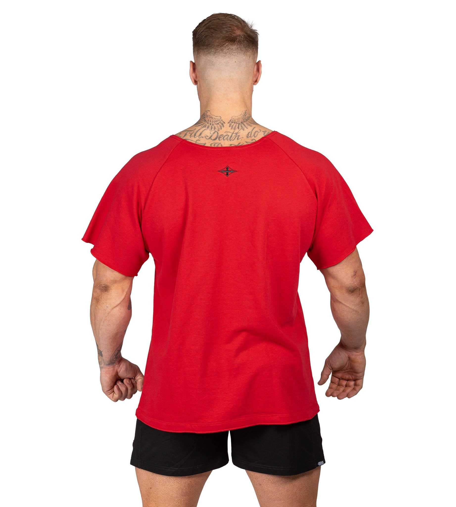 Men's BFG Heavy Rag Top Red Gym Bodybuilding Shirt | Iron Tanks