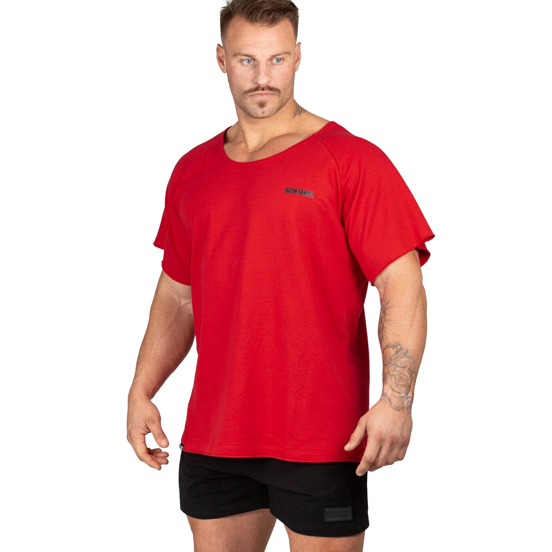 Men's BFG Heavy Rag Top Red Gym Bodybuilding Shirt | Iron Tanks