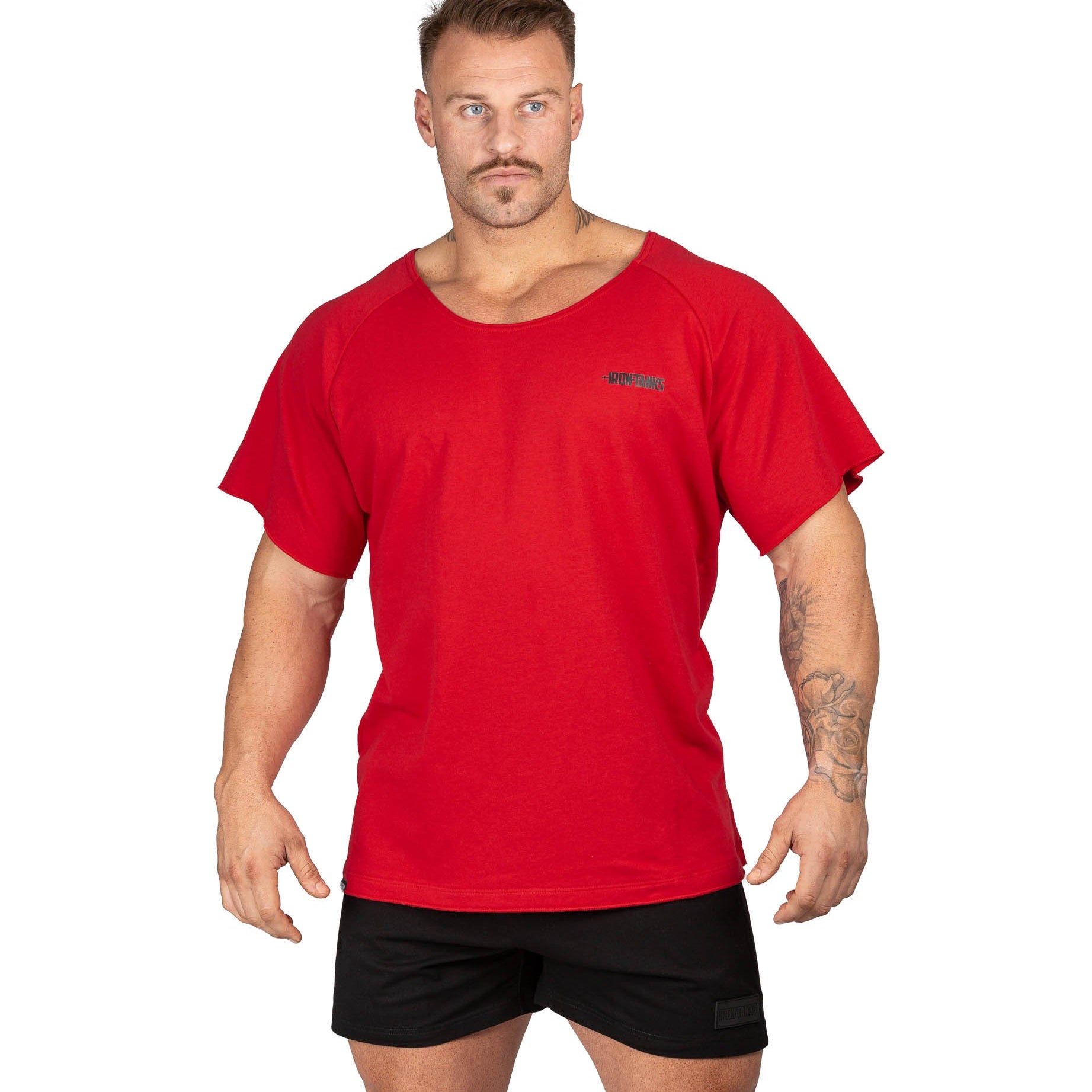 Men's BFG Heavy Rag Top Red Gym Bodybuilding Shirt | Iron Tanks