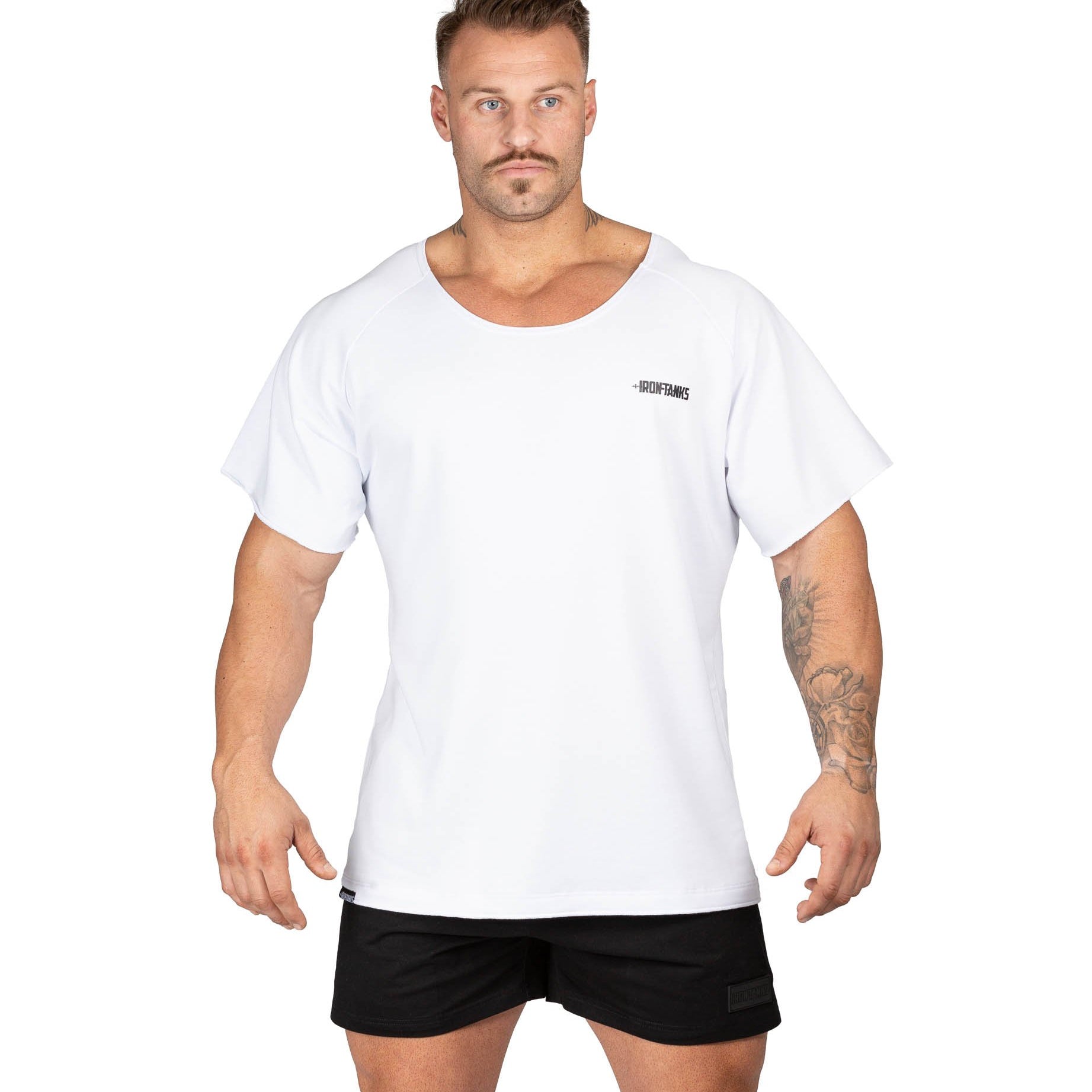 Men's BFG Heavy Rag Top White Gym Shirt Powerlifting | Iron Tanks