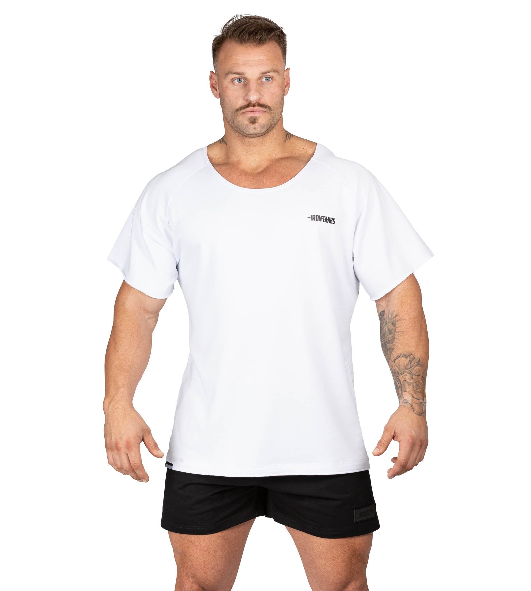 Men's BFG Heavy Rag Top White Gym Shirt Powerlifting | Iron Tanks