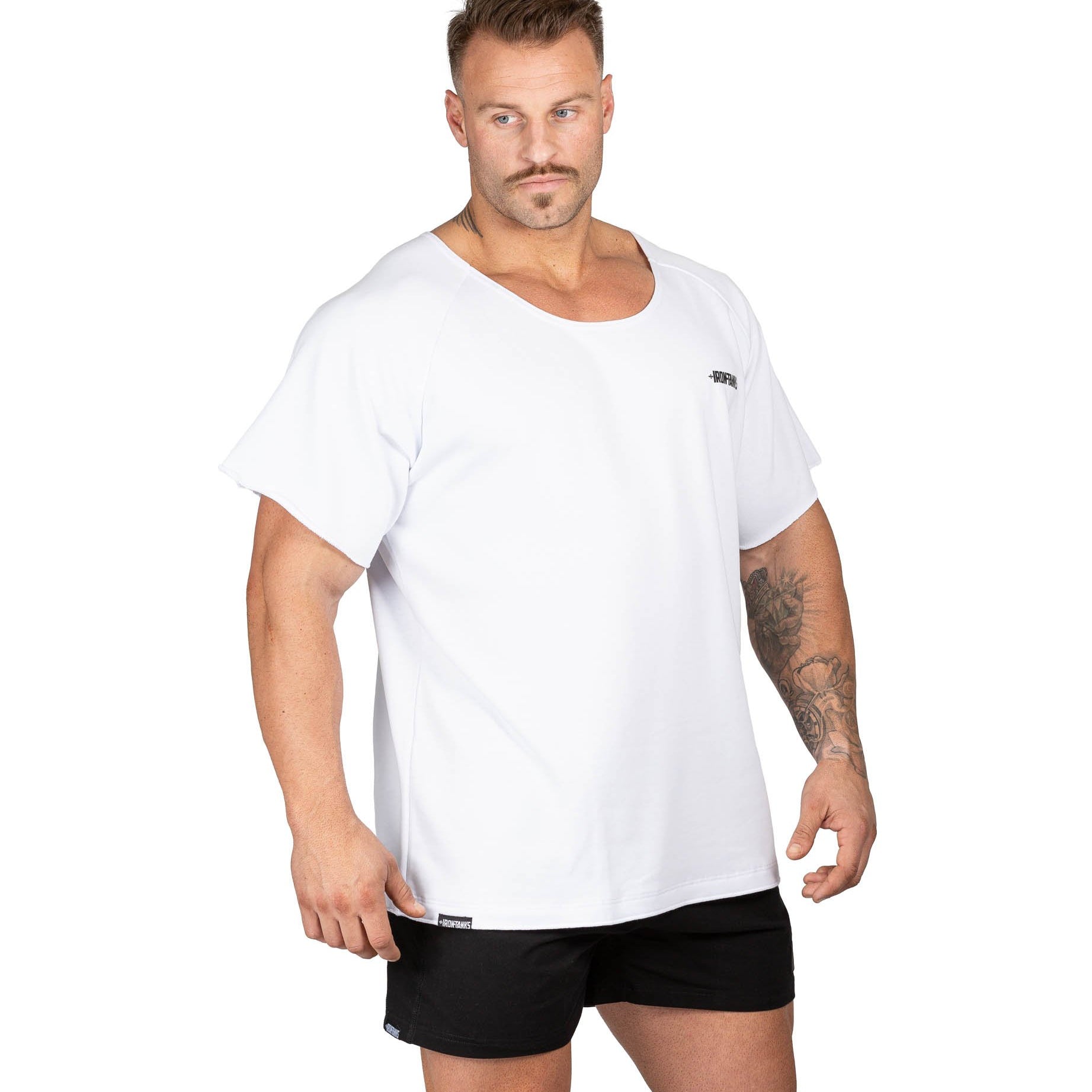 Men's BFG Heavy Rag Top White Gym Shirt Powerlifting | Iron Tanks
