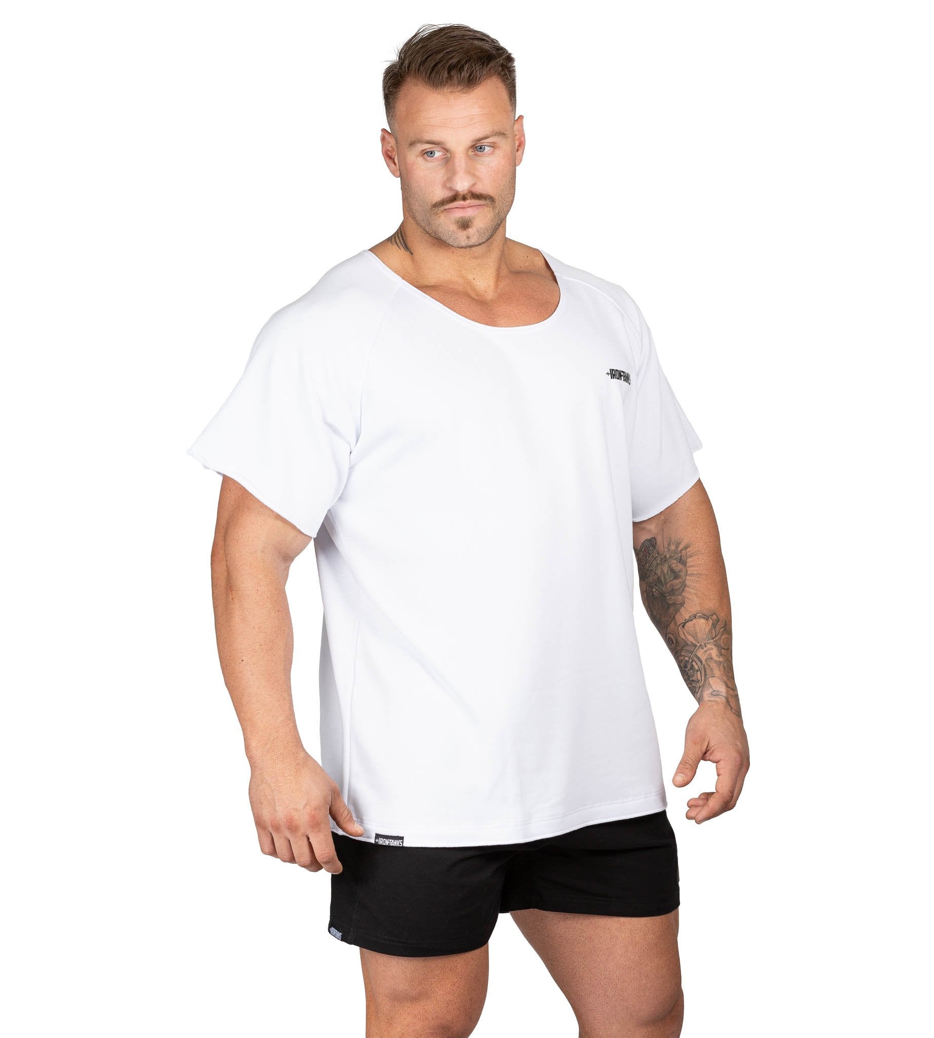 Men's BFG Heavy Rag Top White Gym Shirt Powerlifting | Iron Tanks