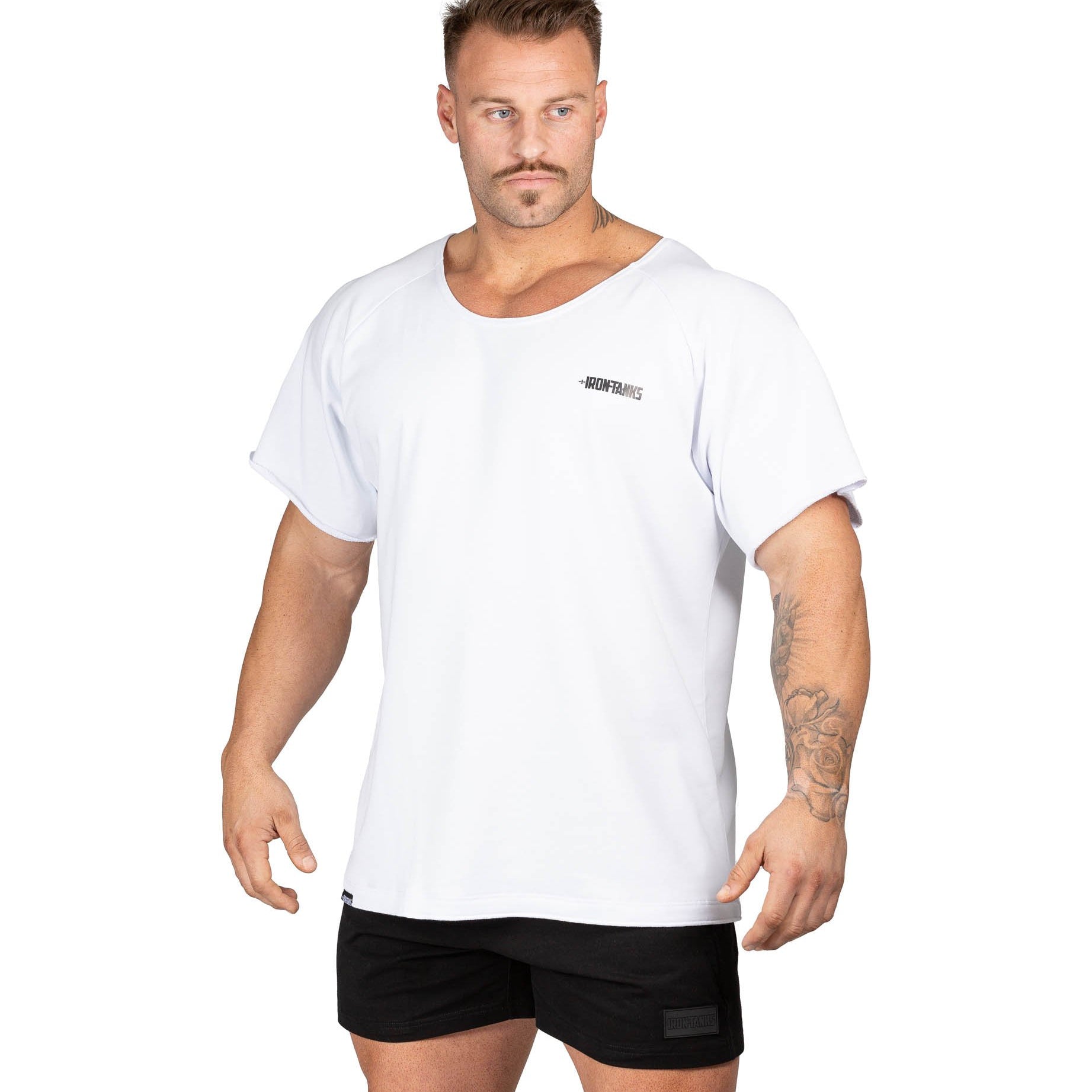 Men's BFG Heavy Rag Top White Gym Shirt Powerlifting | Iron Tanks