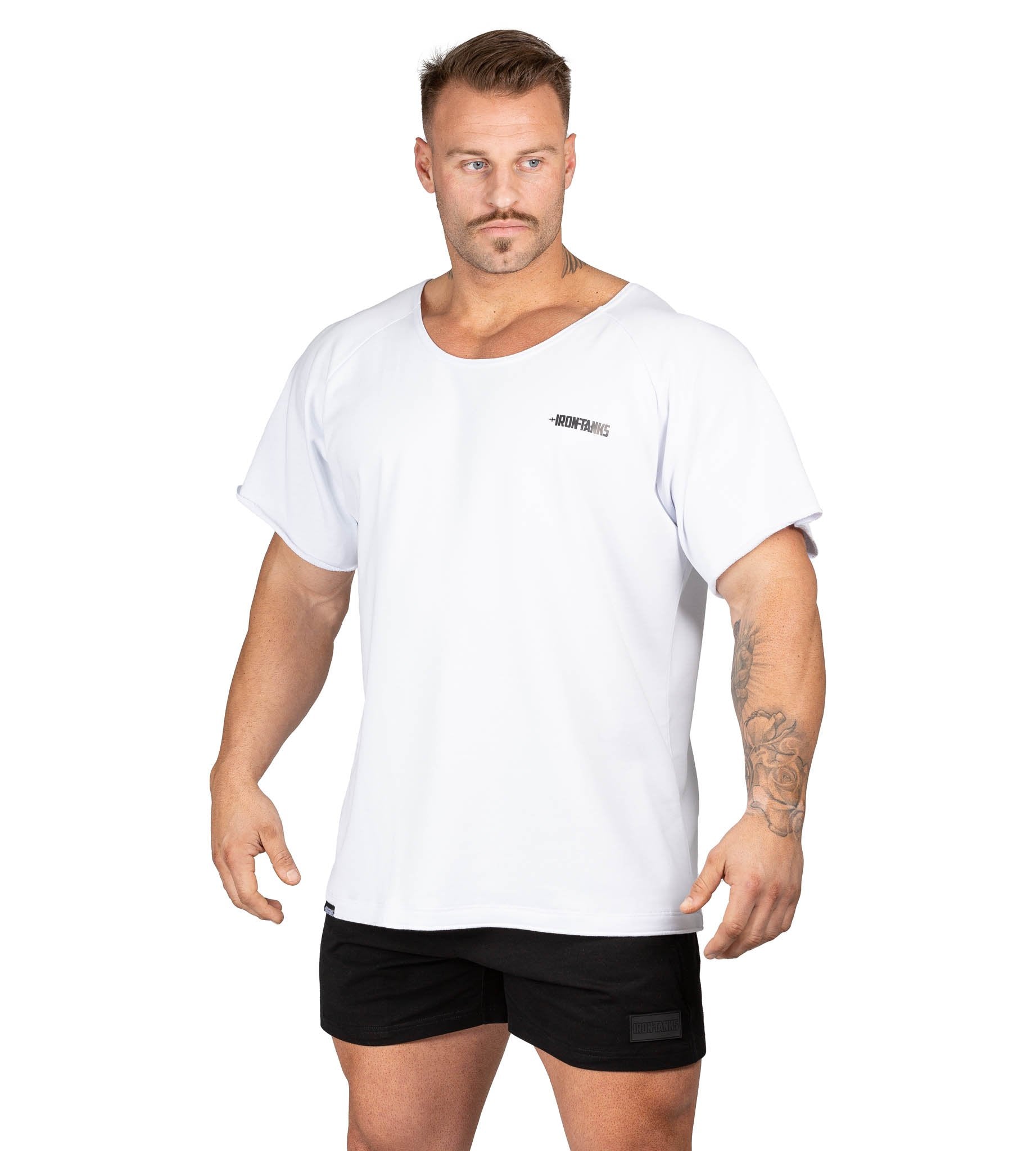 Men's BFG Heavy Rag Top White Gym Shirt Powerlifting | Iron Tanks