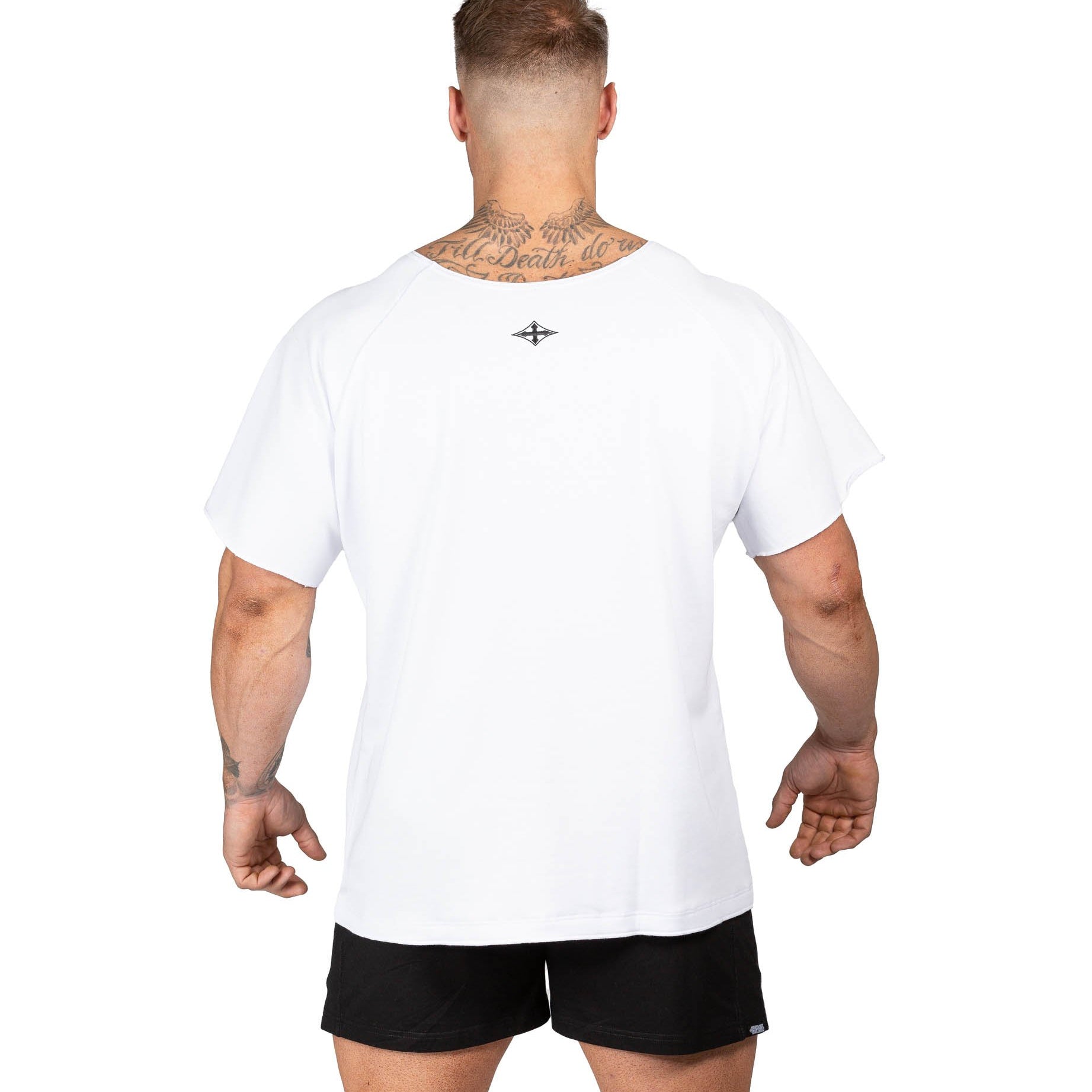 Men's BFG Heavy Rag Top White Gym Shirt Powerlifting | Iron Tanks