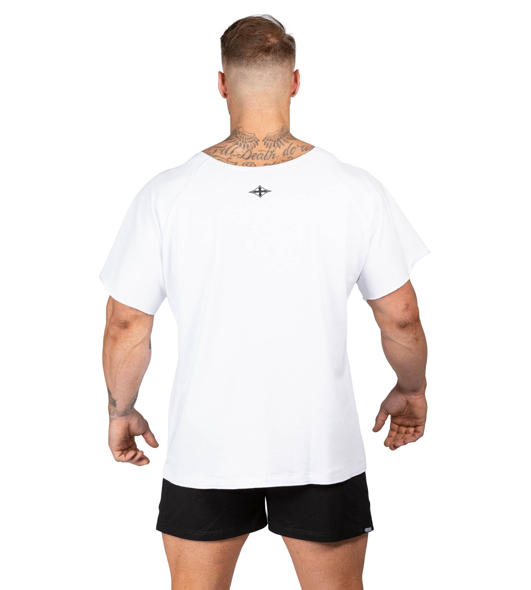 Men's BFG Heavy Rag Top White Gym Shirt Powerlifting | Iron Tanks