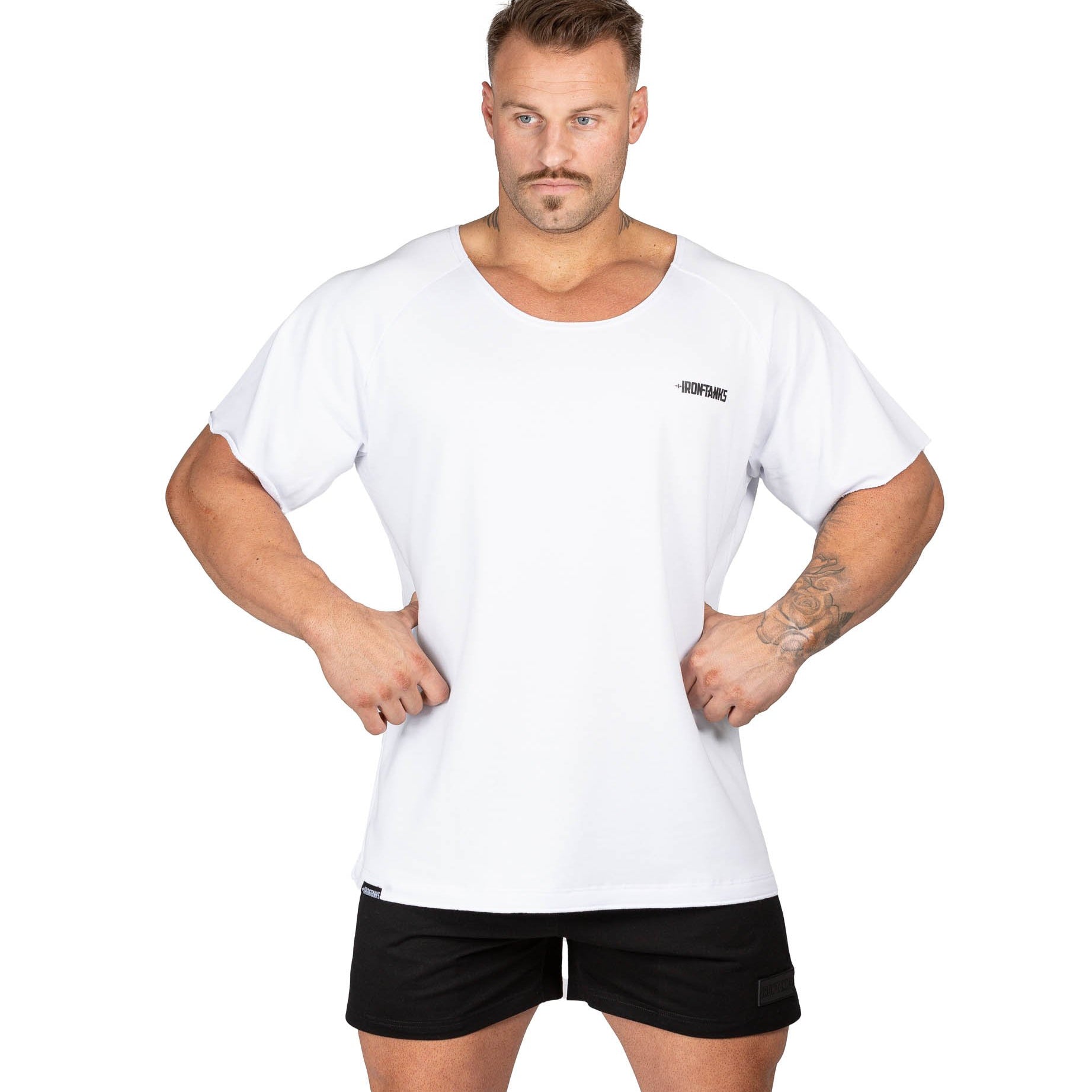 Men's BFG Heavy Rag Top White Gym Shirt Powerlifting | Iron Tanks