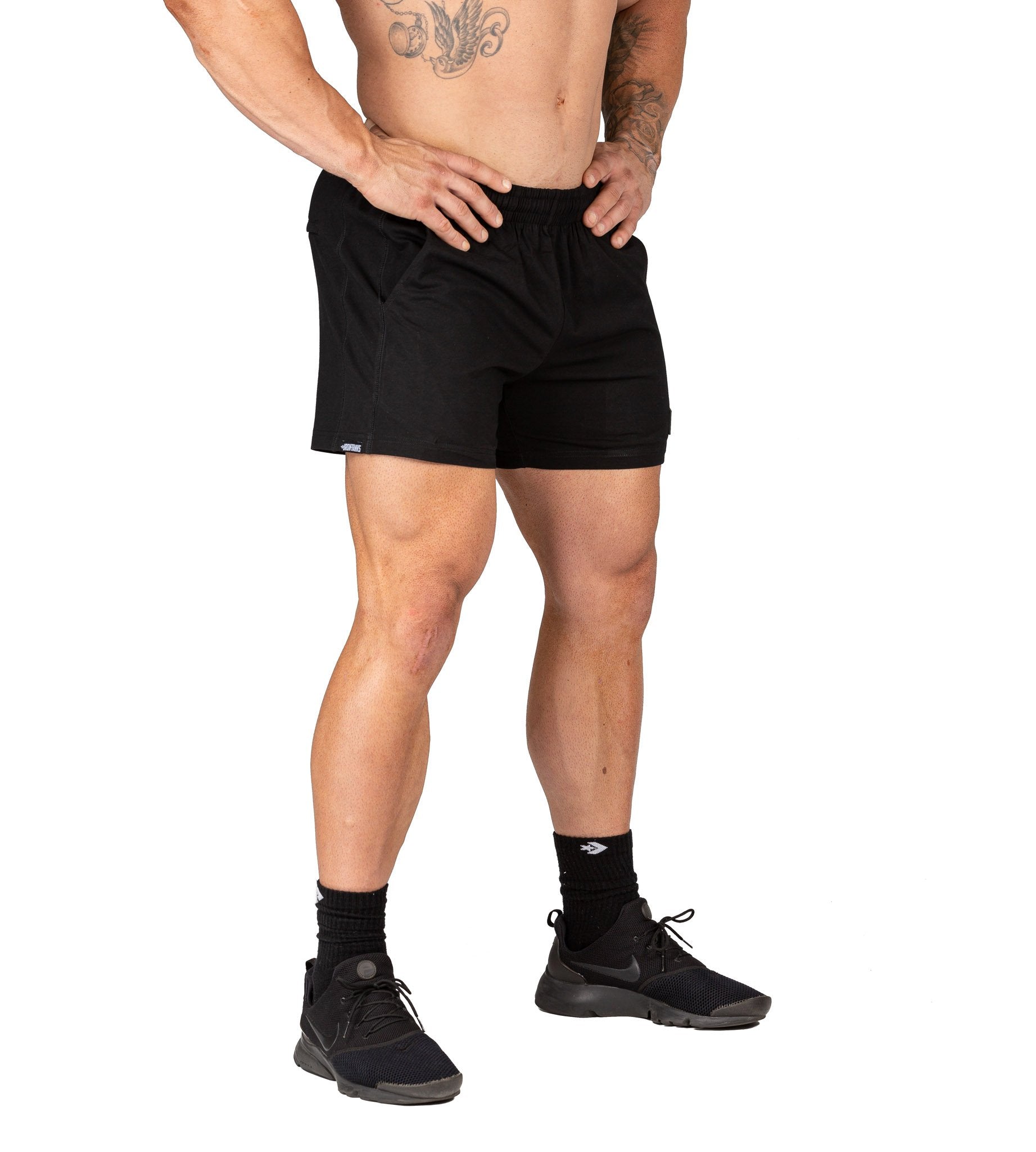Men's Bodybuilding Gym Shorts Workout Training Black | Iron Tanks