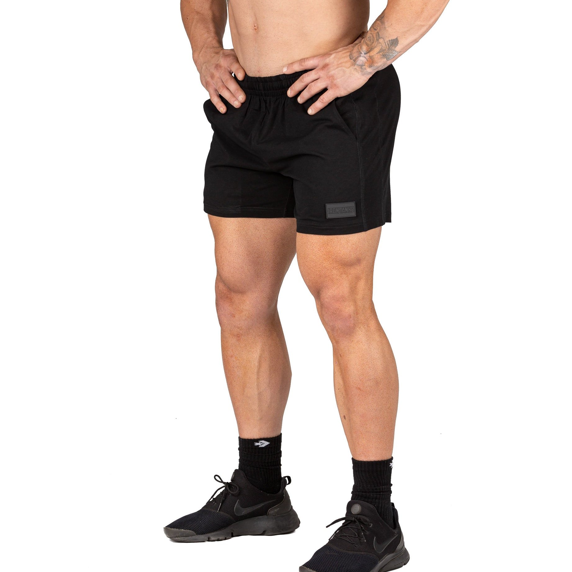 Men's Bodybuilding Gym Shorts Workout Training Black | Iron Tanks