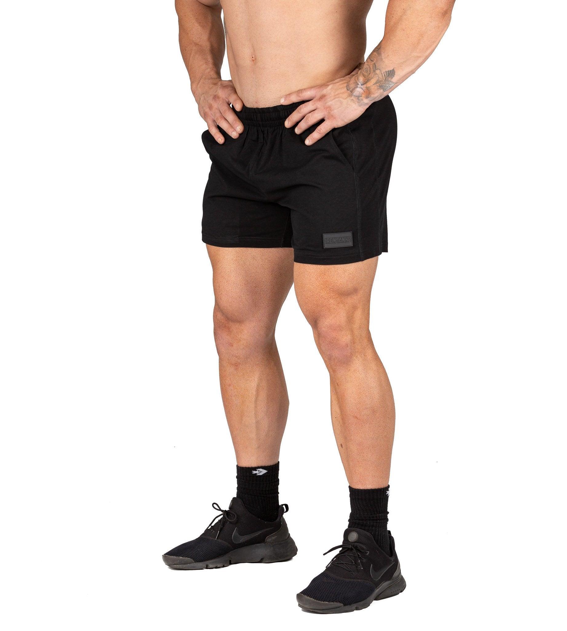 Men's Bodybuilding Gym Shorts Workout Training Black | Iron Tanks