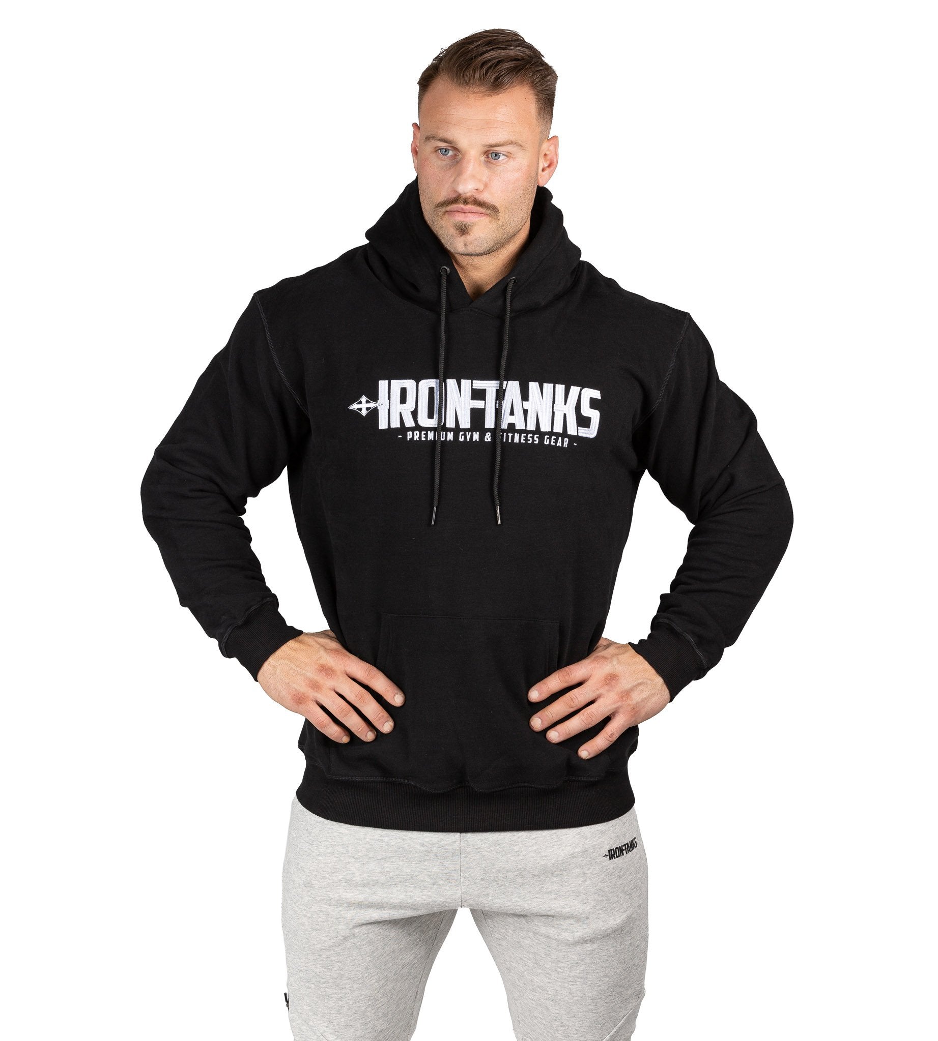 Men's Fleece Pullover Hoodie Grey Gym Bodybuilding Jumper | Iron Tanks