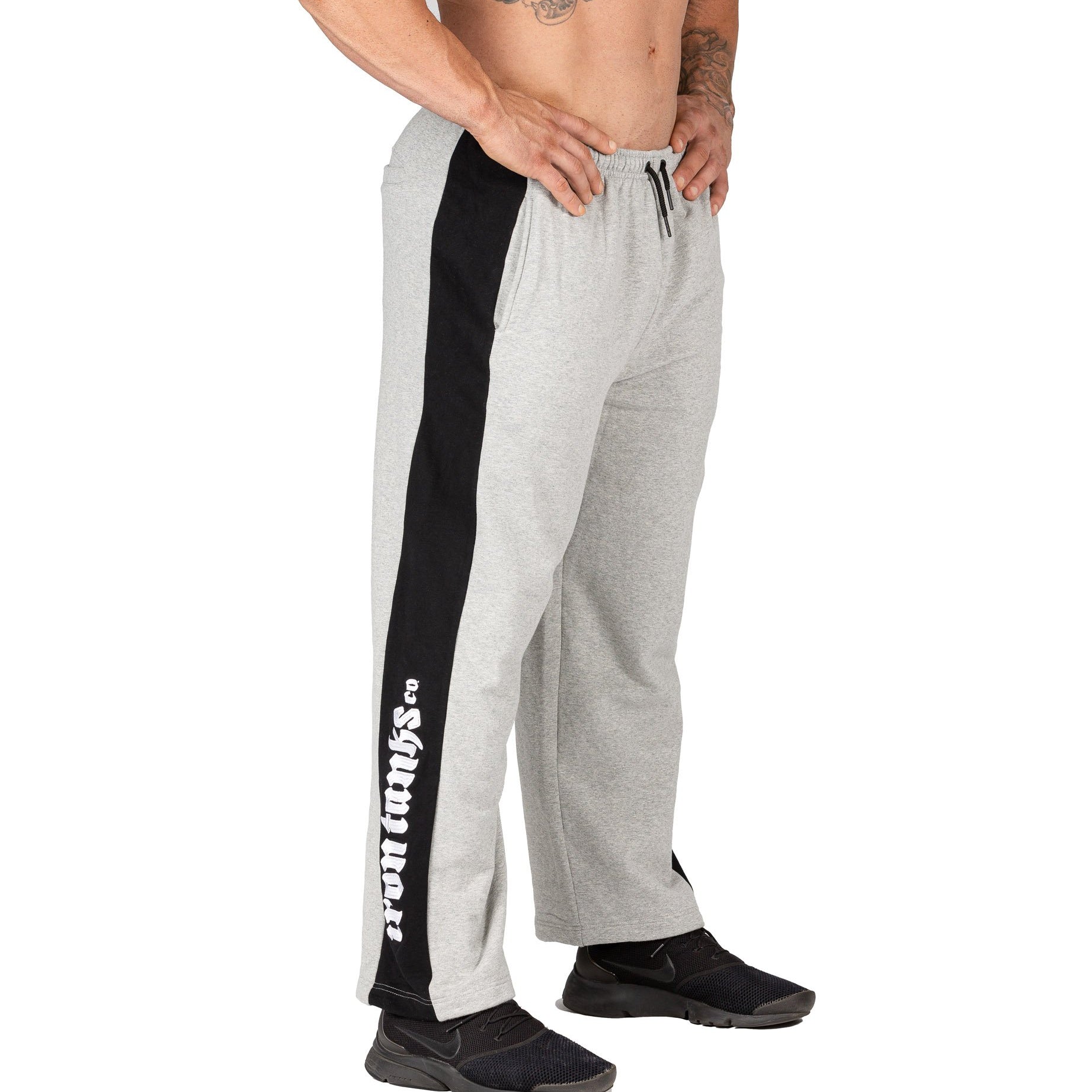 Men's Fleece Tracksuit Pants Grey Bodybuilding Workout | Iron Tanks