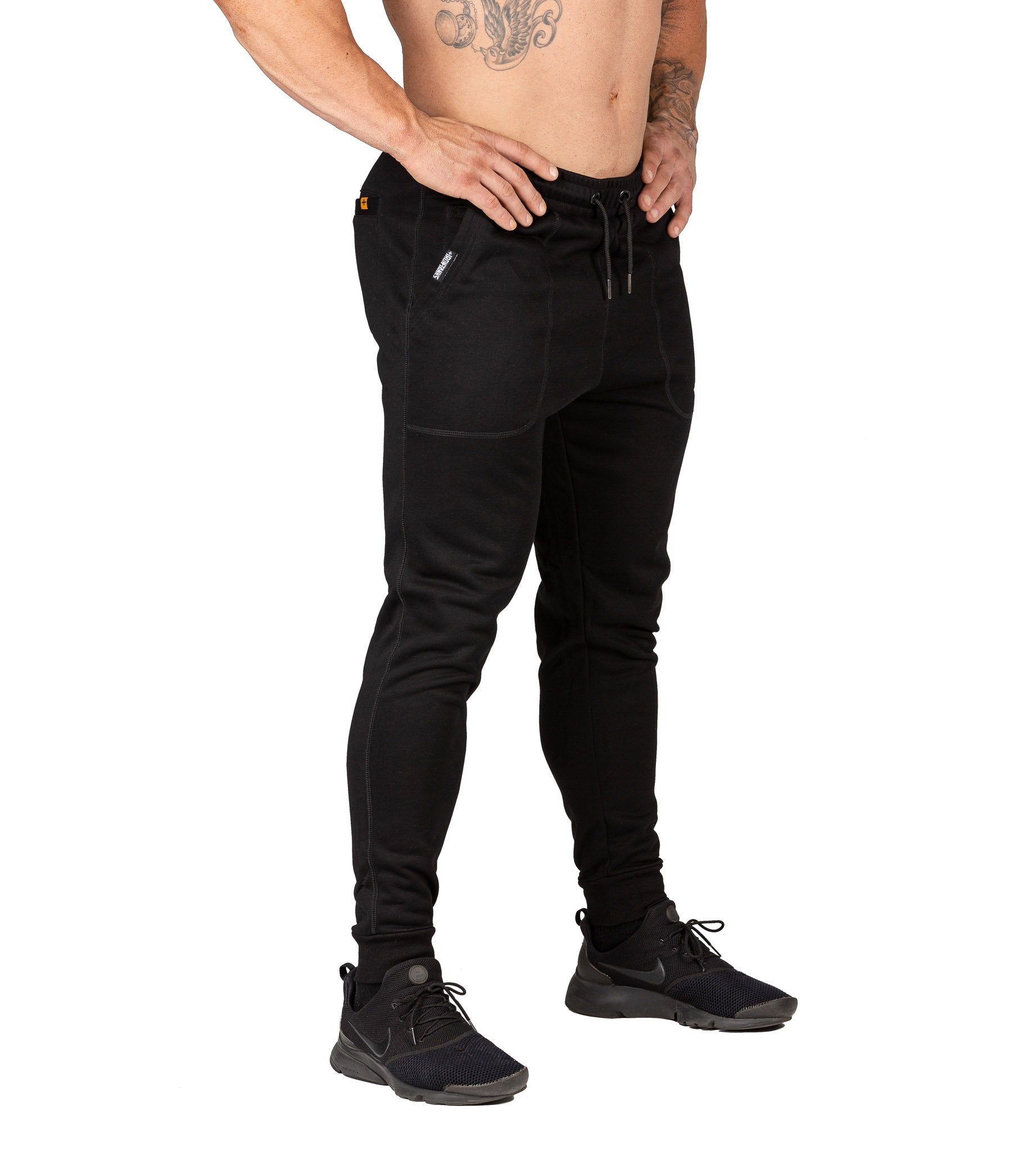 Men's Gym Pants Black Workout Sweat Bodybuilding Training Iron Tanks