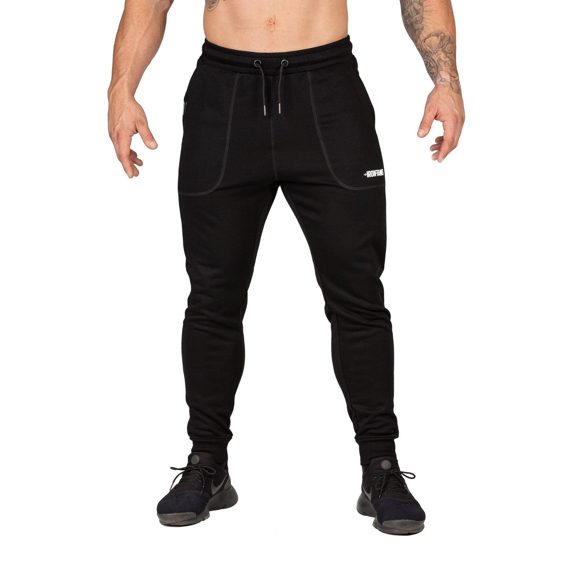 Men's Gym Pants Black Workout Sweat Bodybuilding Training Iron Tanks